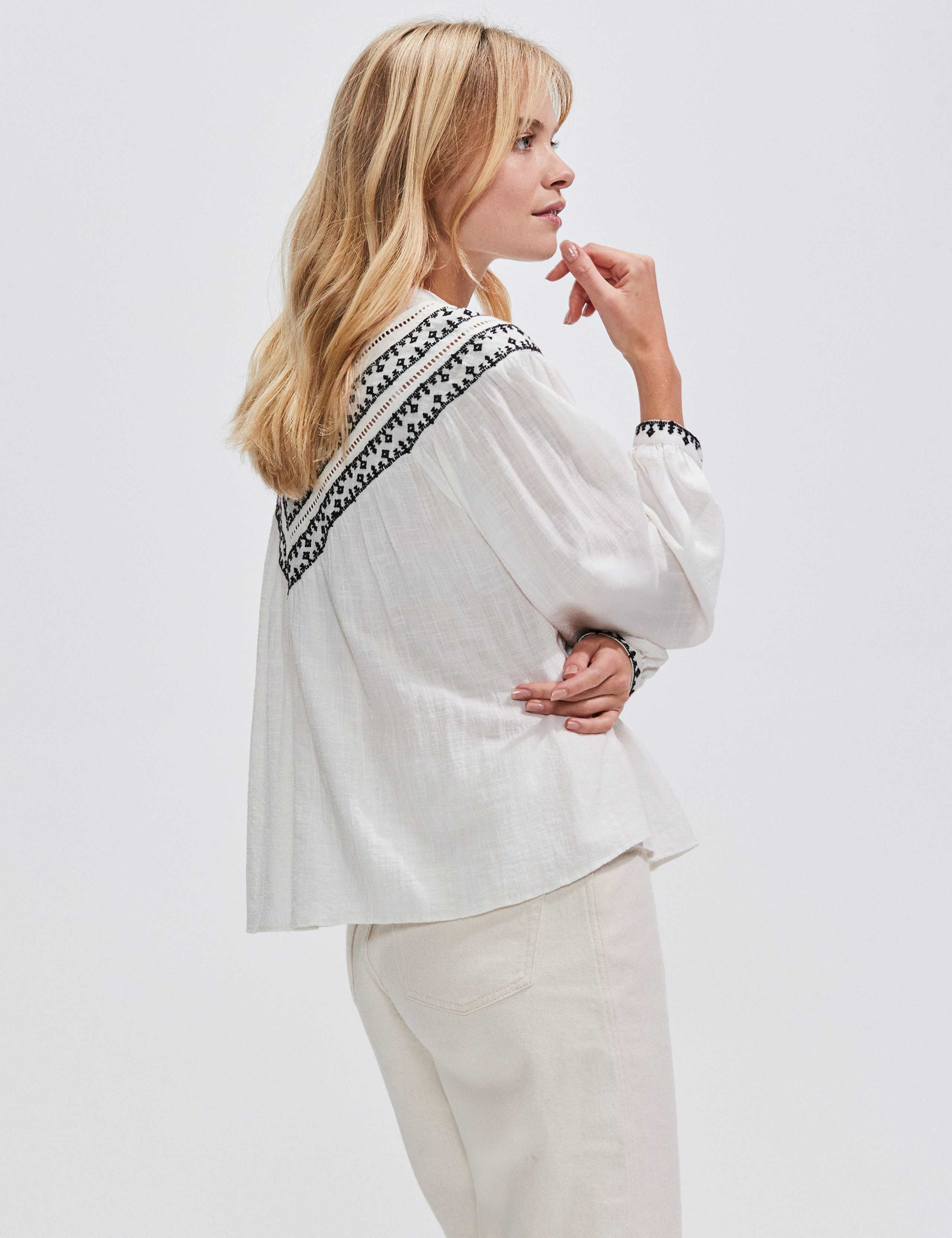 Cotton Rich Embroidered Relaxed Blouse 2 of 5