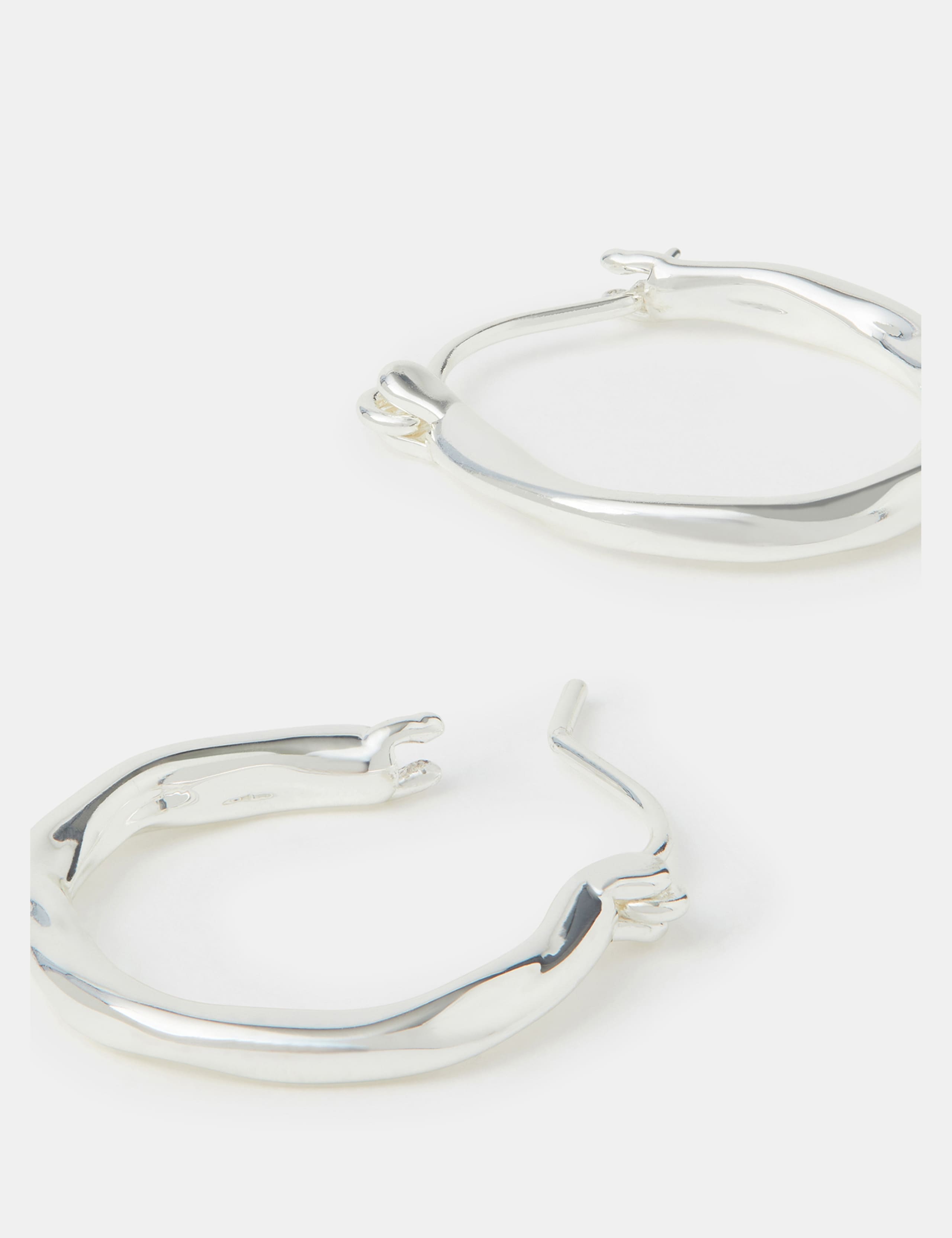 Silver Plated Large Molten Hoop Earrings 2 of 2
