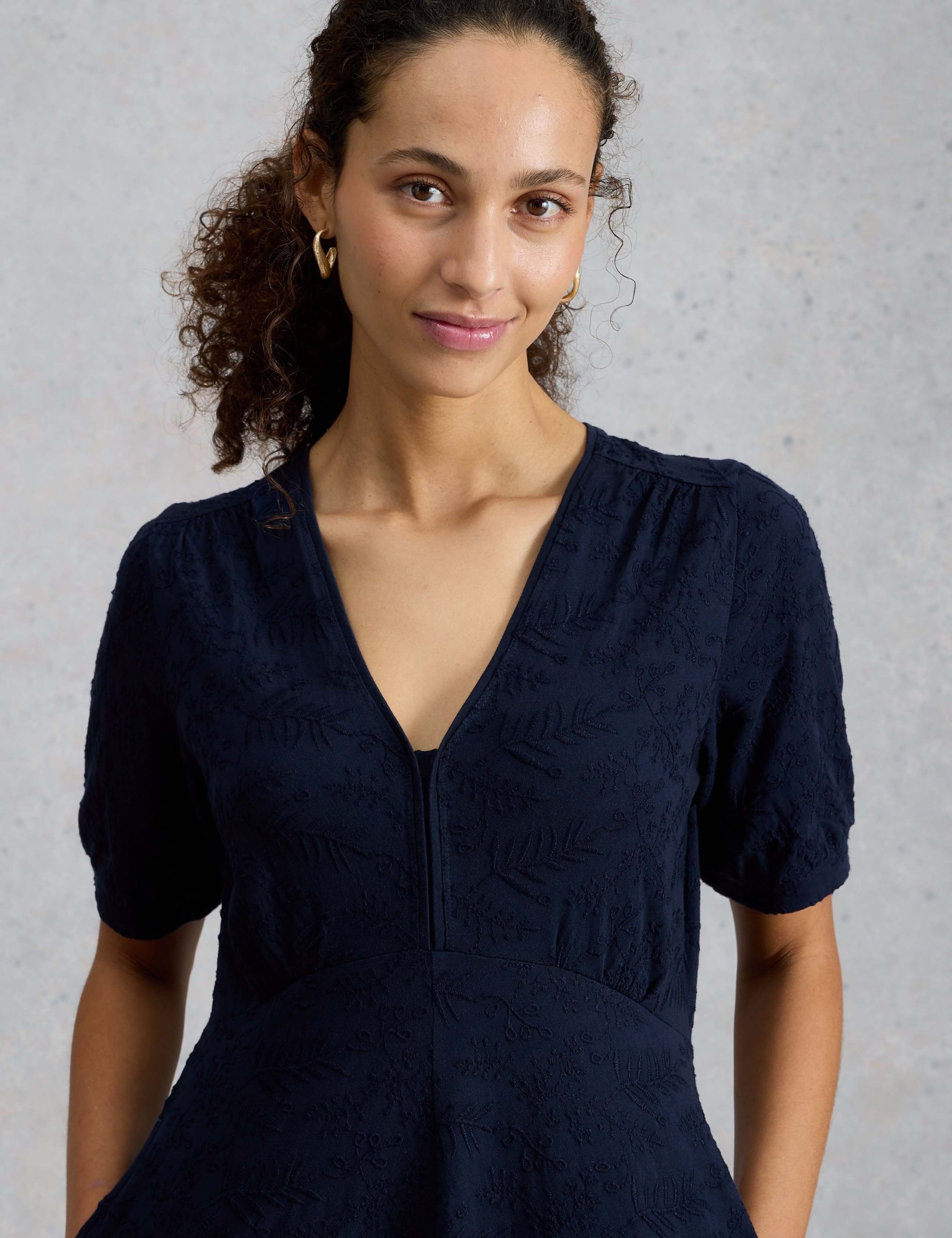 Pure Cotton Jersey Embroidered Midi Dress 6 of 6