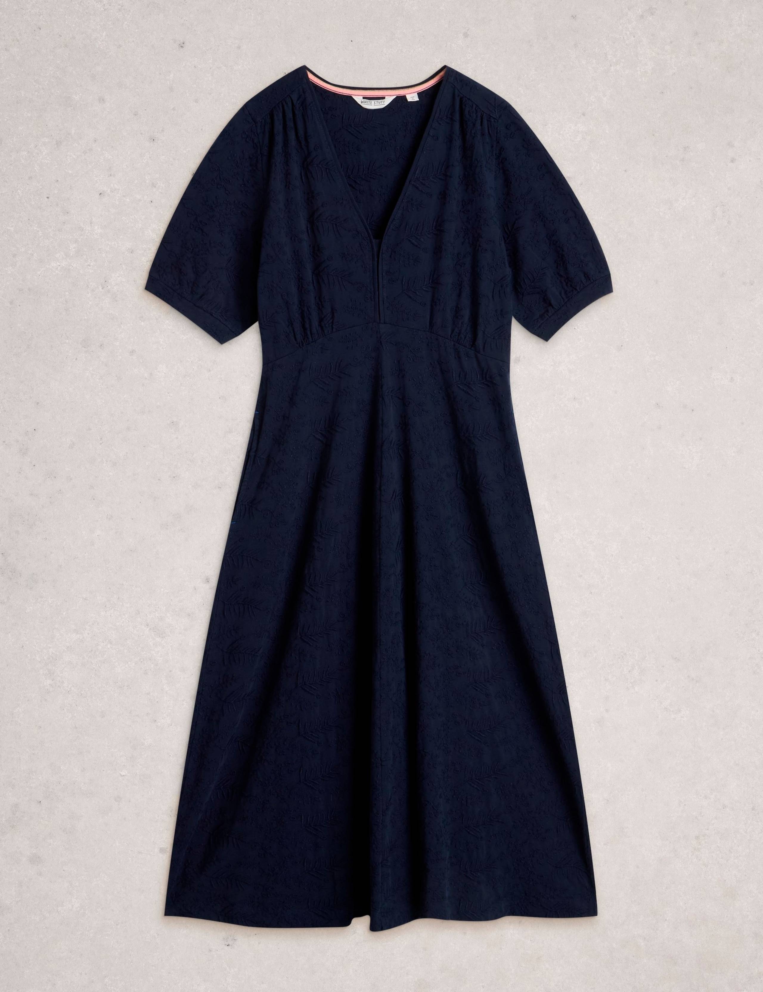 Pure Cotton Jersey Embroidered Midi Dress 2 of 6