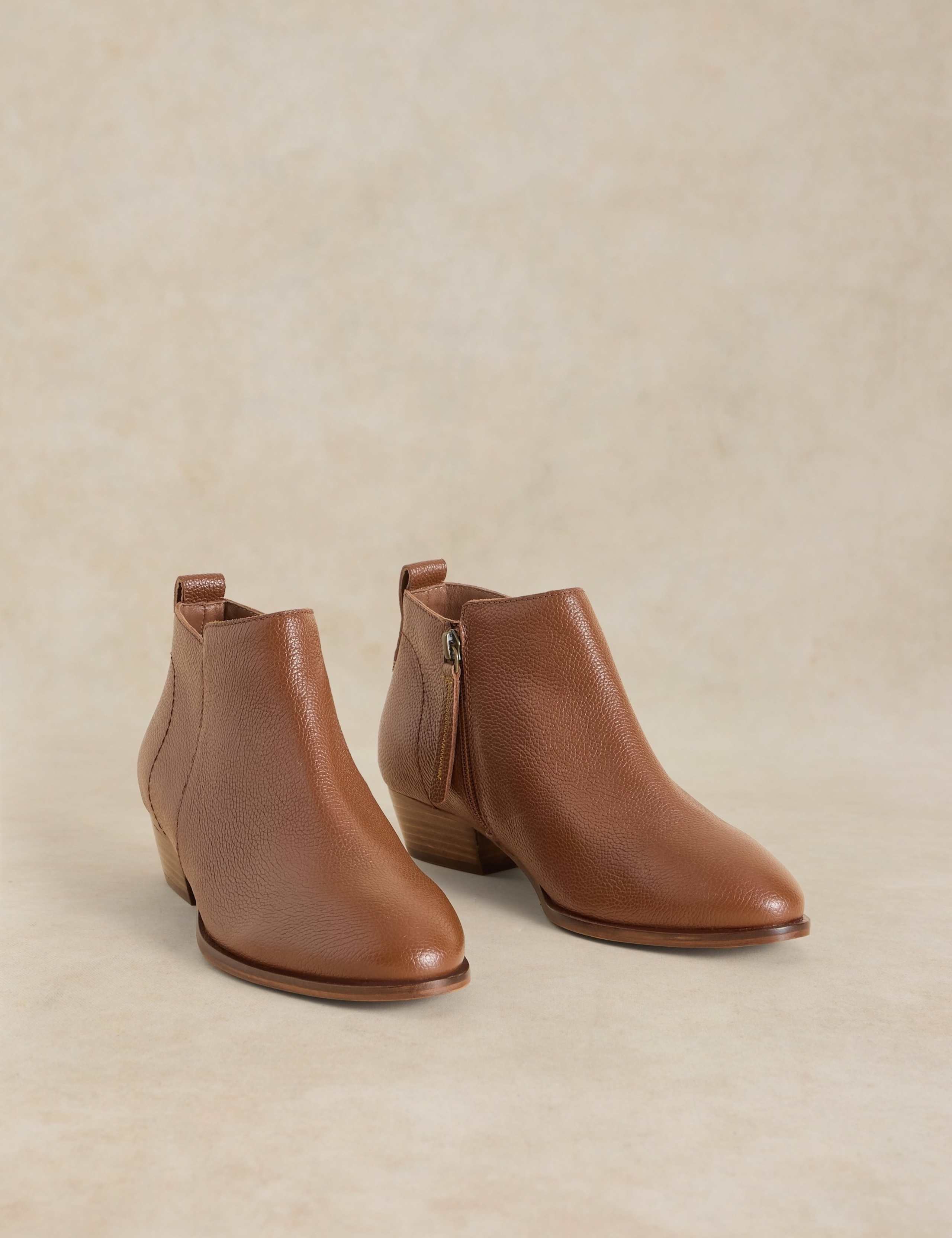 Wide Fit Leather Block Heel Ankle Boots 2 of 4