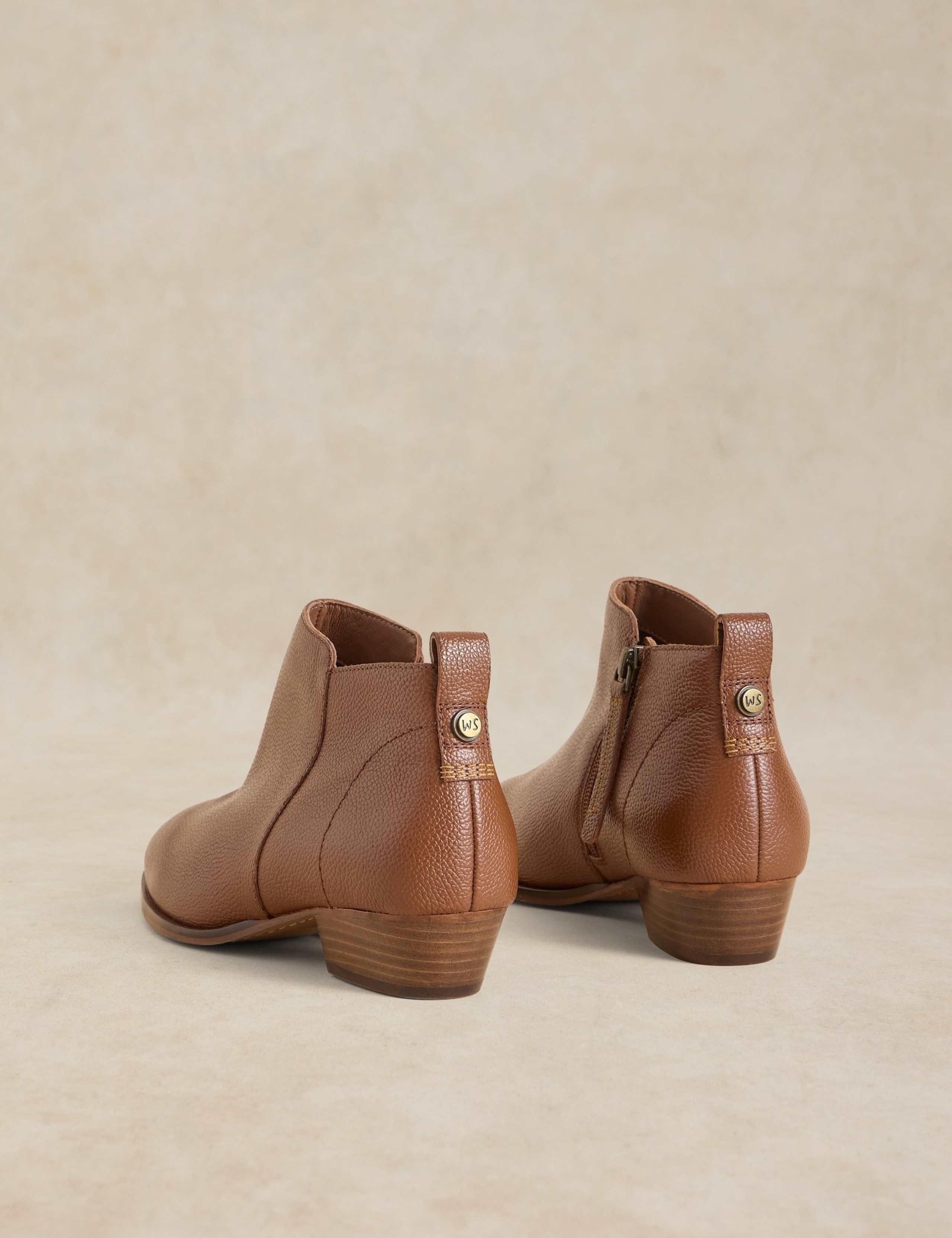 Wide Fit Leather Block Heel Ankle Boots 3 of 4