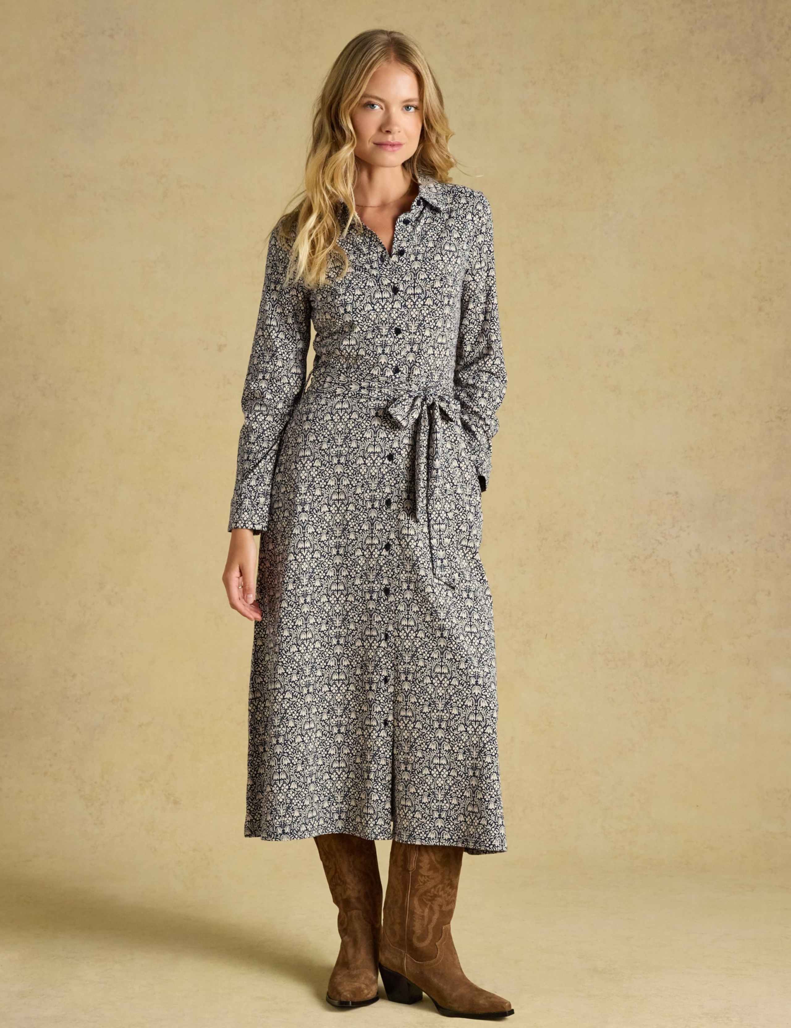 Cotton Rich Floral Midi Shirt Dress 1 of 7