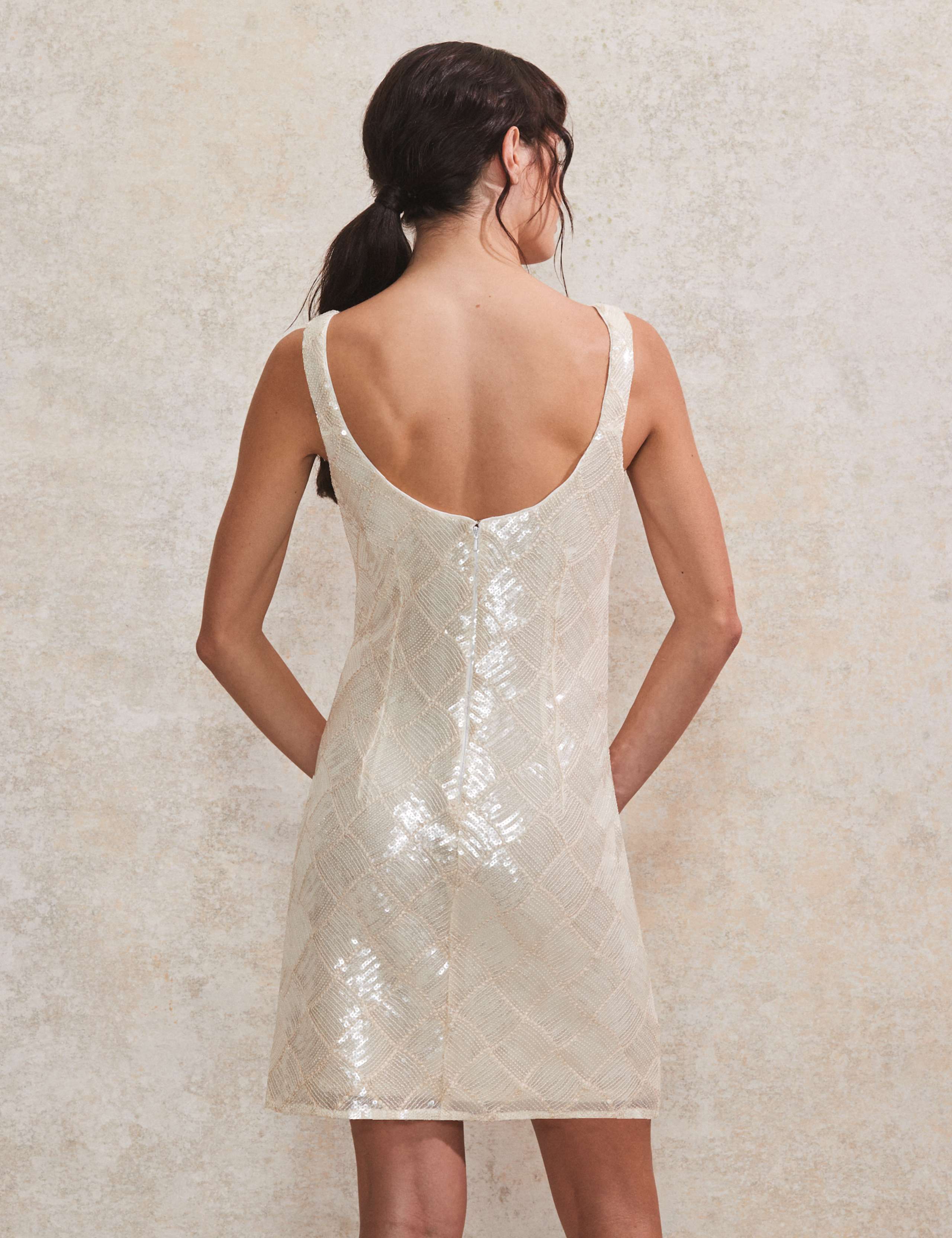 Sequin Square Neck Mini Shift Dress 4 of 6