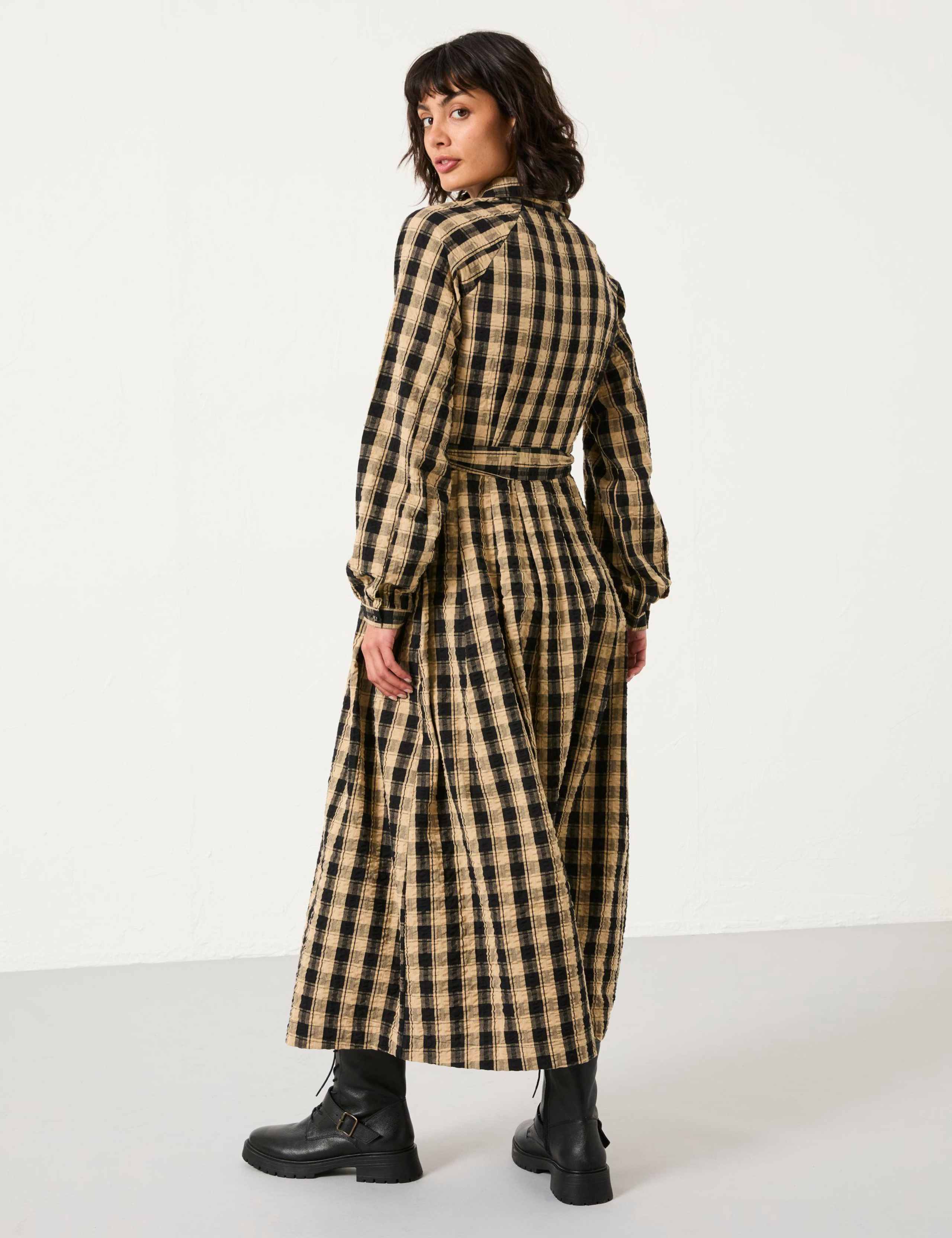 Pure Cotton Checked Midaxi Shirt Dress 3 of 6