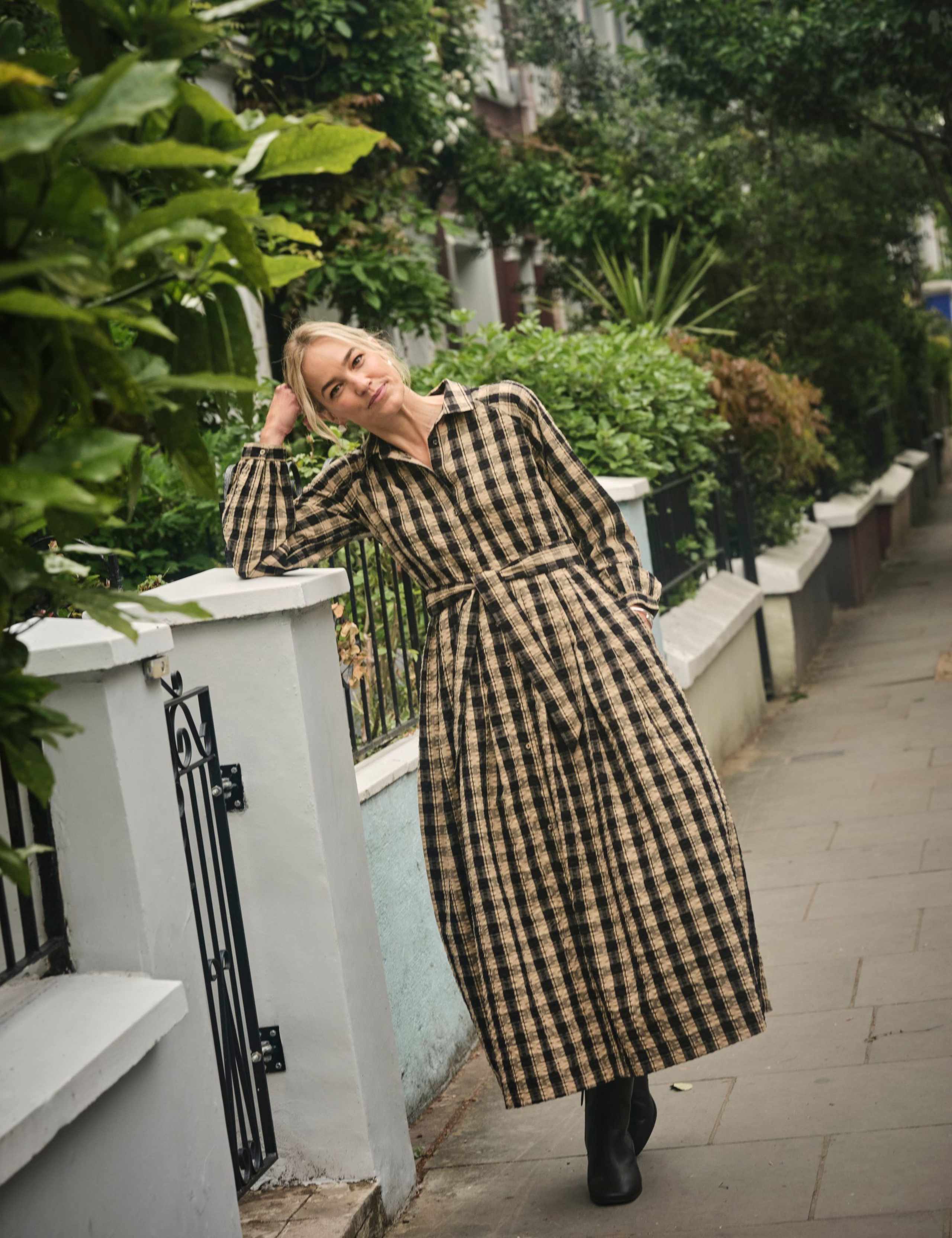 Pure Cotton Checked Midaxi Shirt Dress 5 of 6