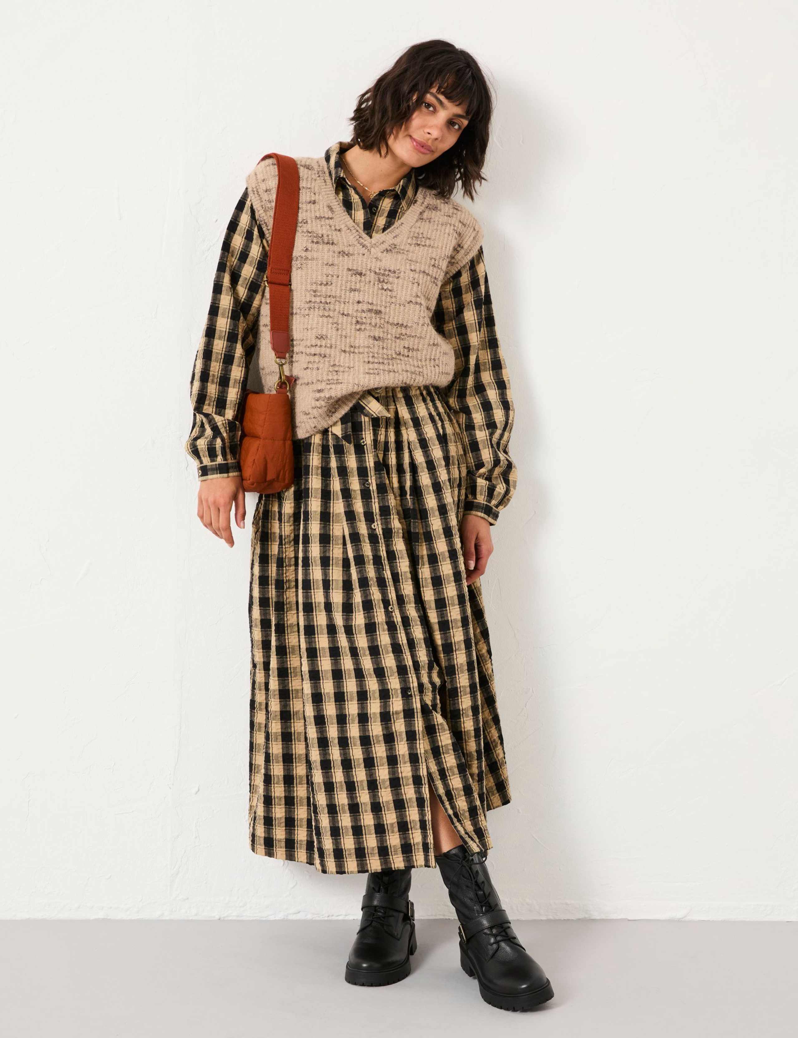 Pure Cotton Checked Midaxi Shirt Dress 6 of 6