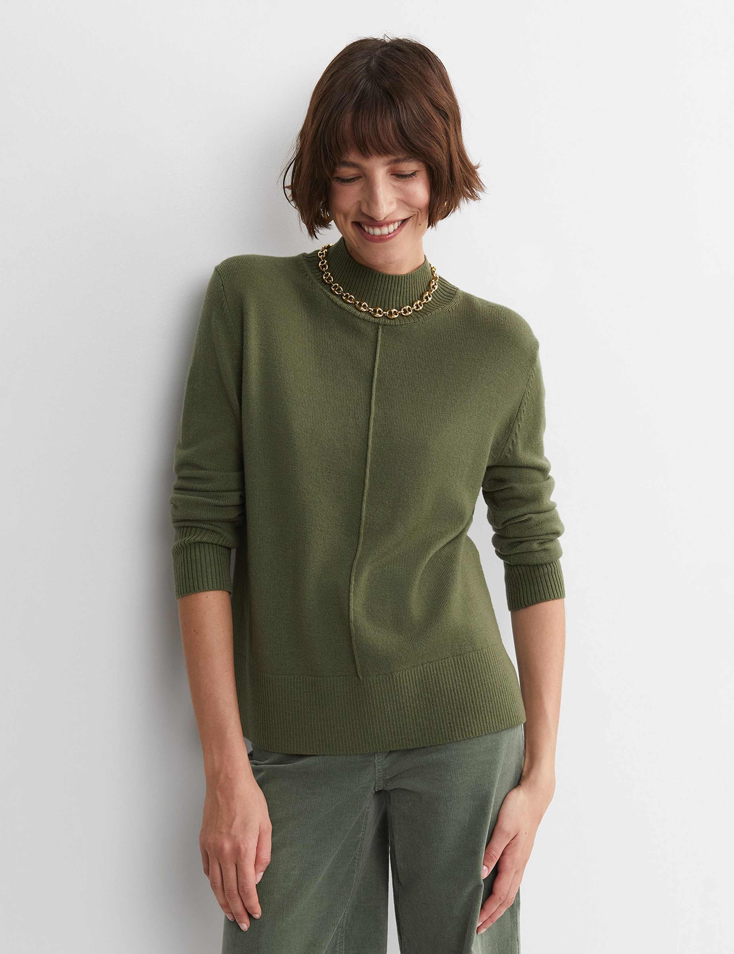 Pure Wool Textured Funnel Neck Jumper 2 of 6