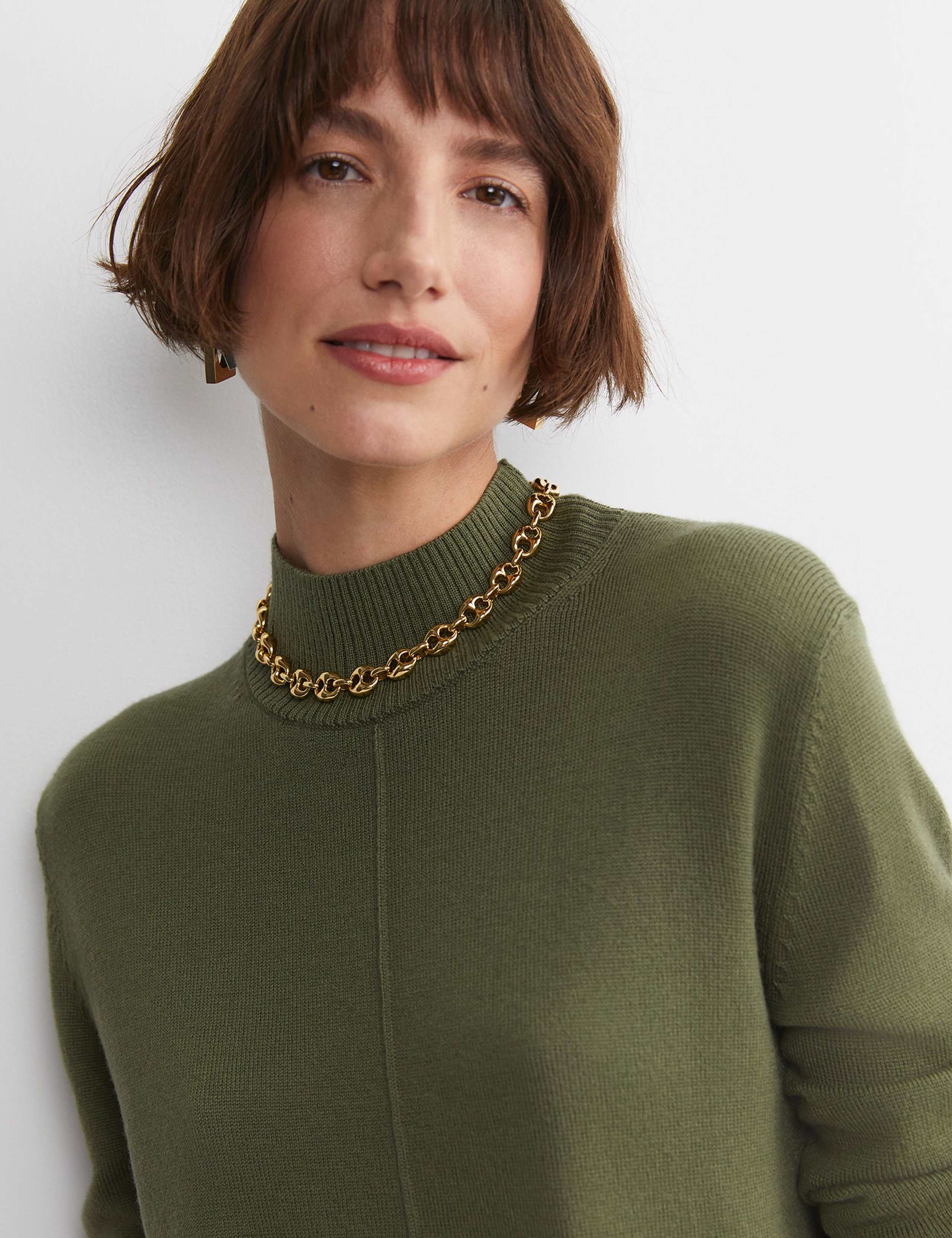 Pure Wool Textured Funnel Neck Jumper 4 of 6