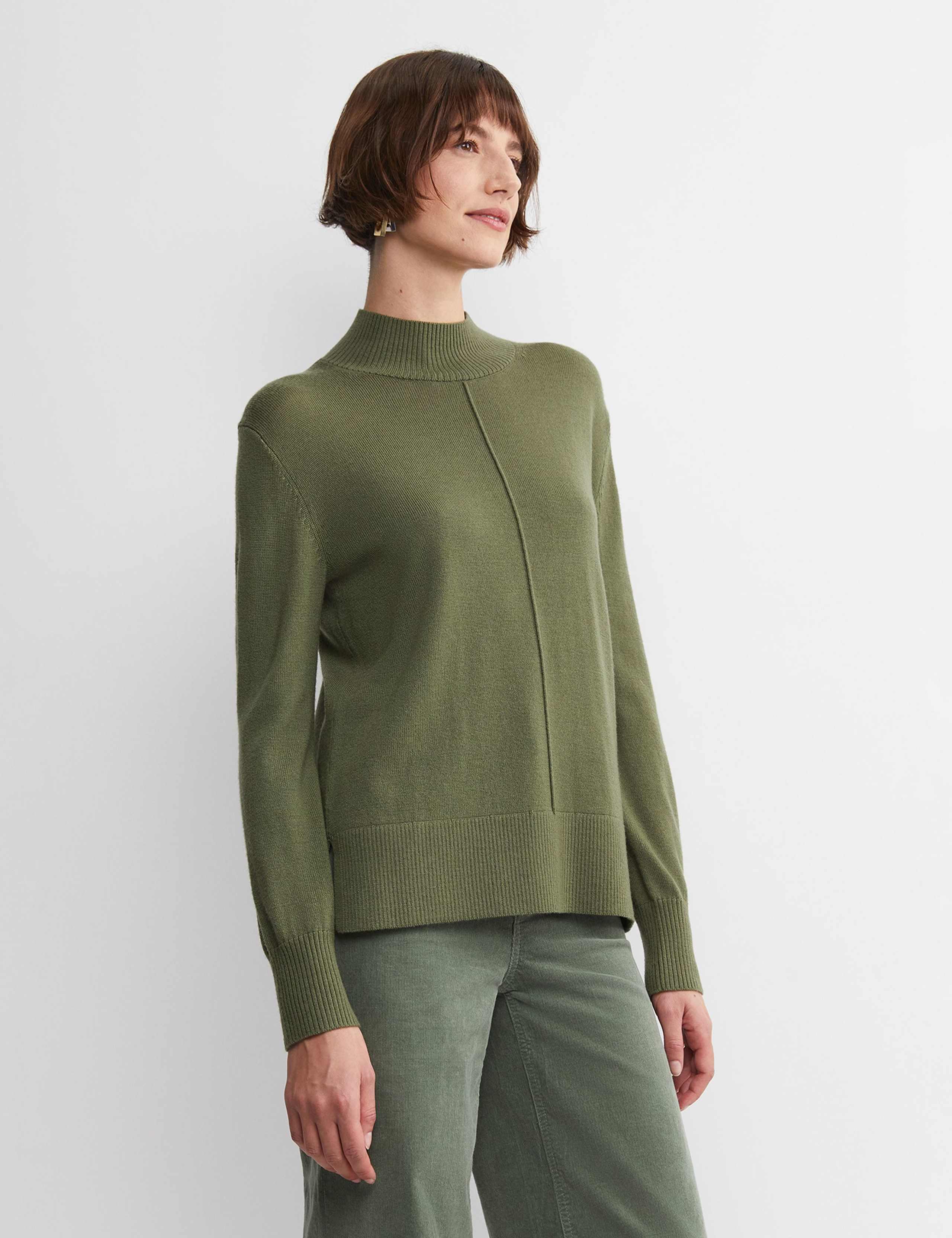 Pure Wool Textured Funnel Neck Jumper 5 of 6