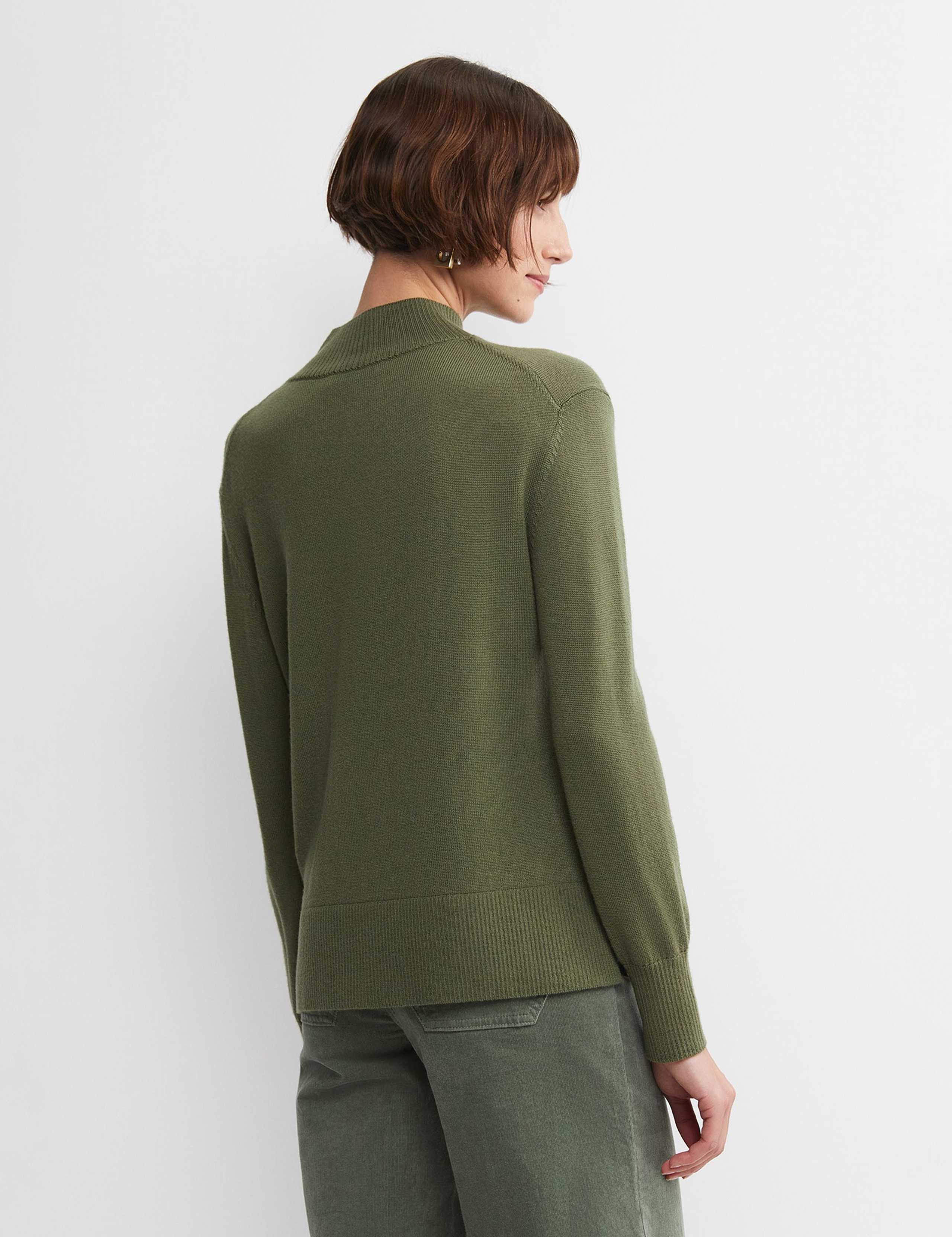 Pure Wool Textured Funnel Neck Jumper 6 of 6