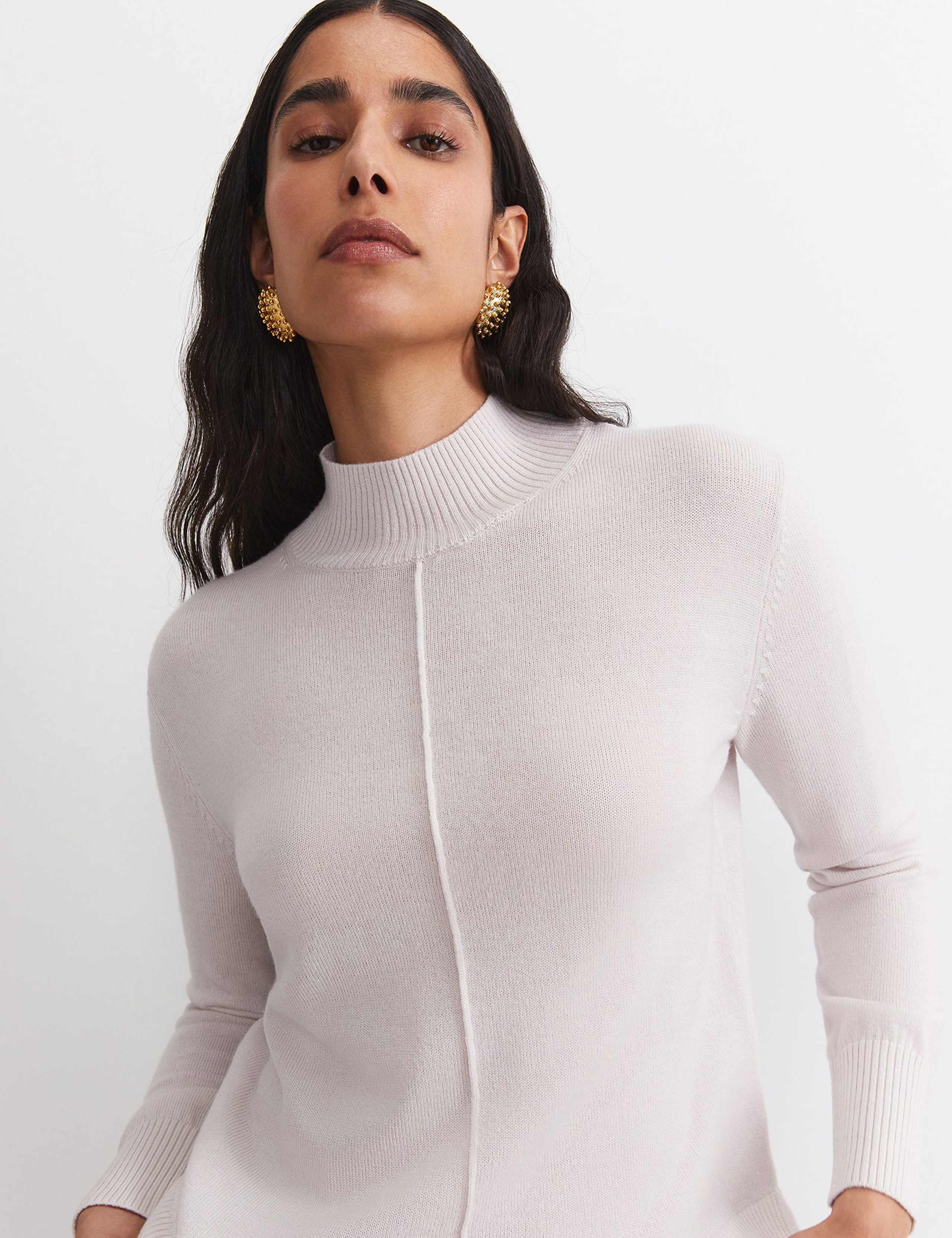 Pure Wool Textured Funnel Neck Jumper 3 of 6
