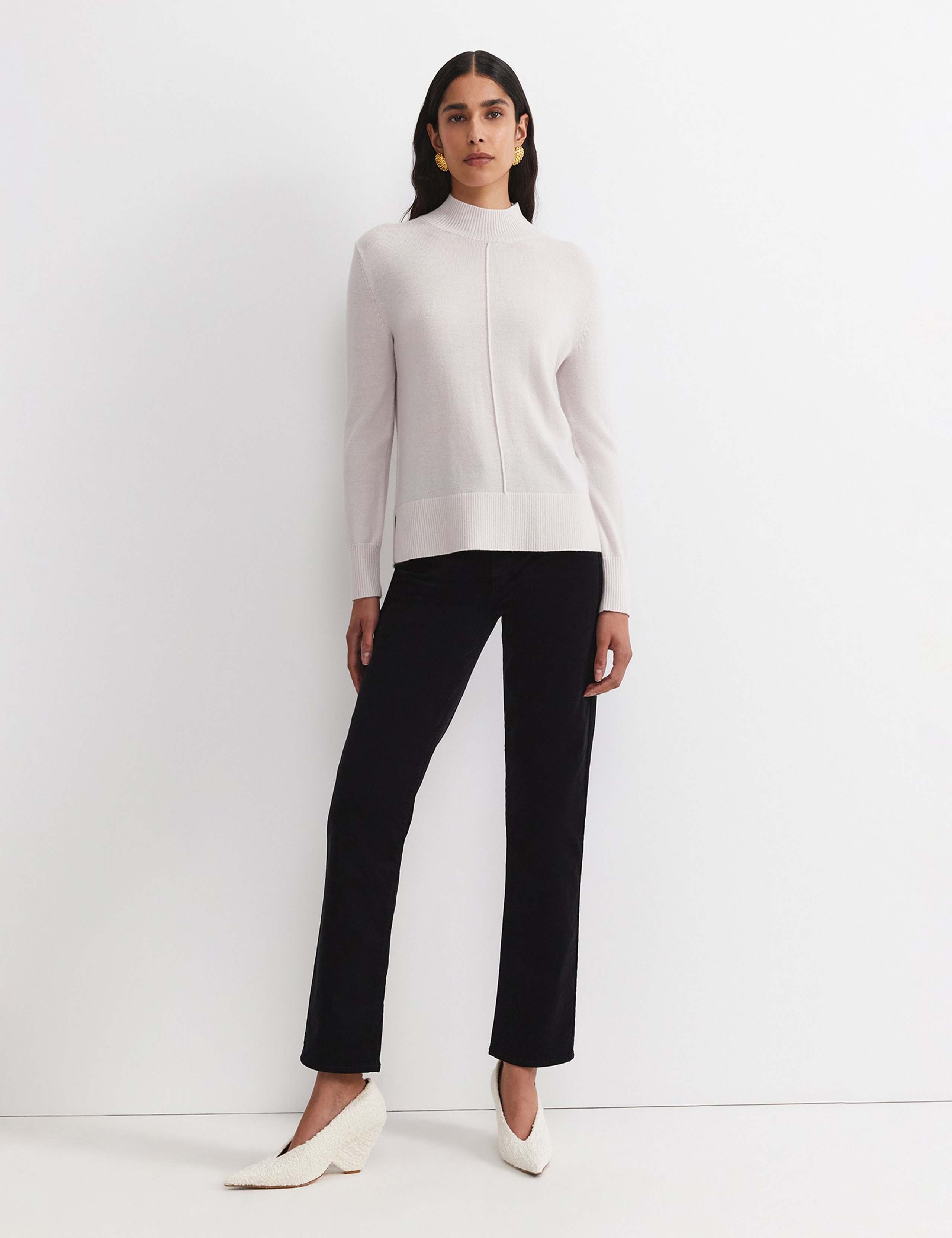 Pure Wool Textured Funnel Neck Jumper 5 of 6