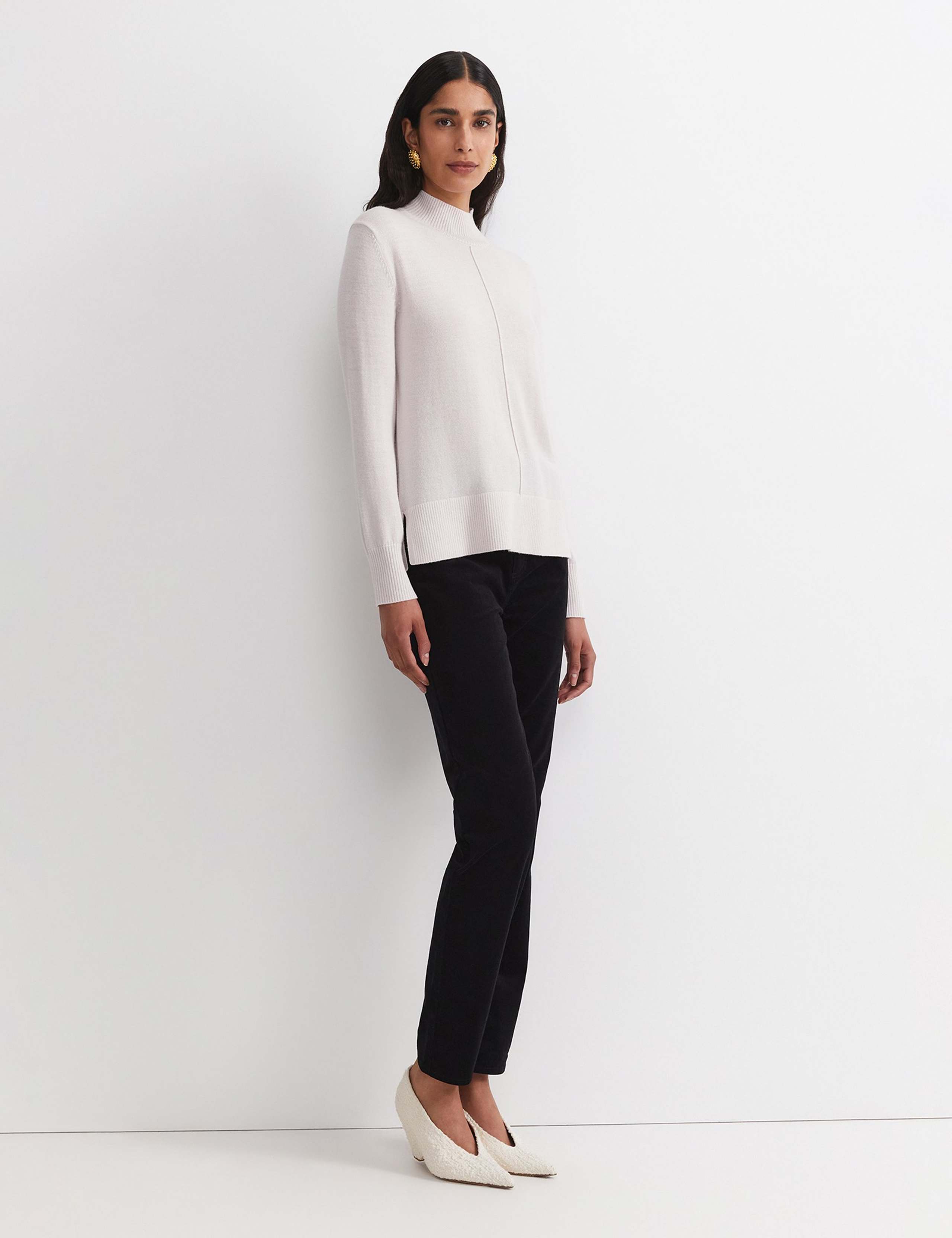 Pure Wool Textured Funnel Neck Jumper 6 of 6