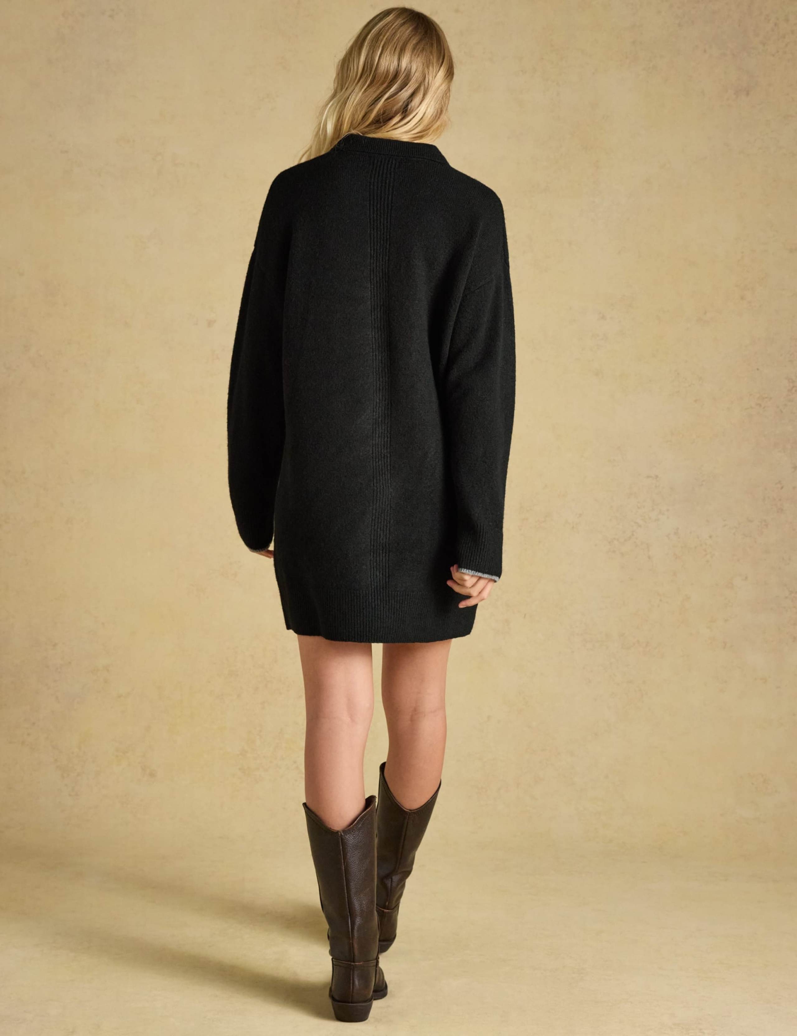 Textured Open Collar Knee Length Jumper Dress 5 of 6