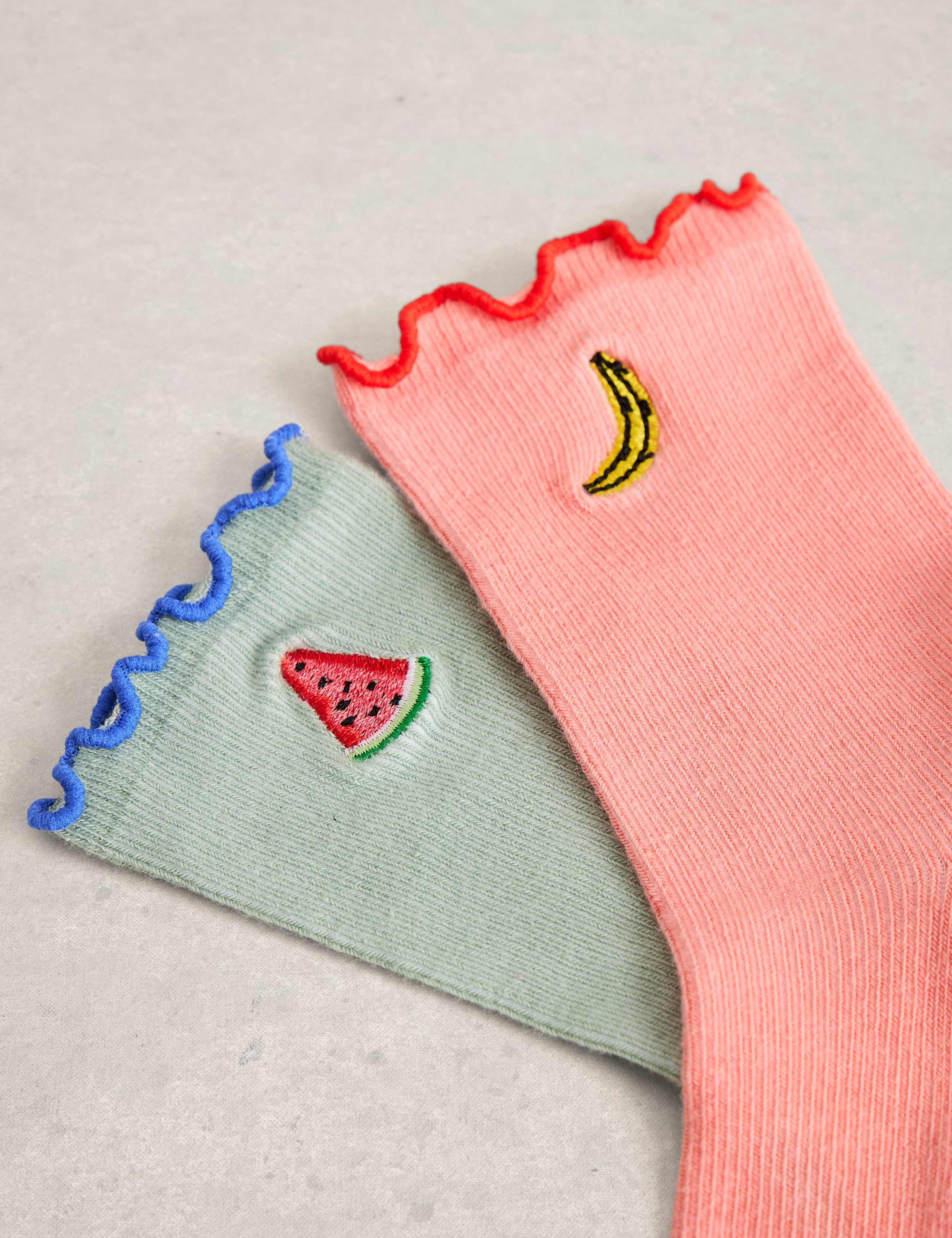 2 Pack Cotton Rich Fruit Ankle High Socks 2 of 2