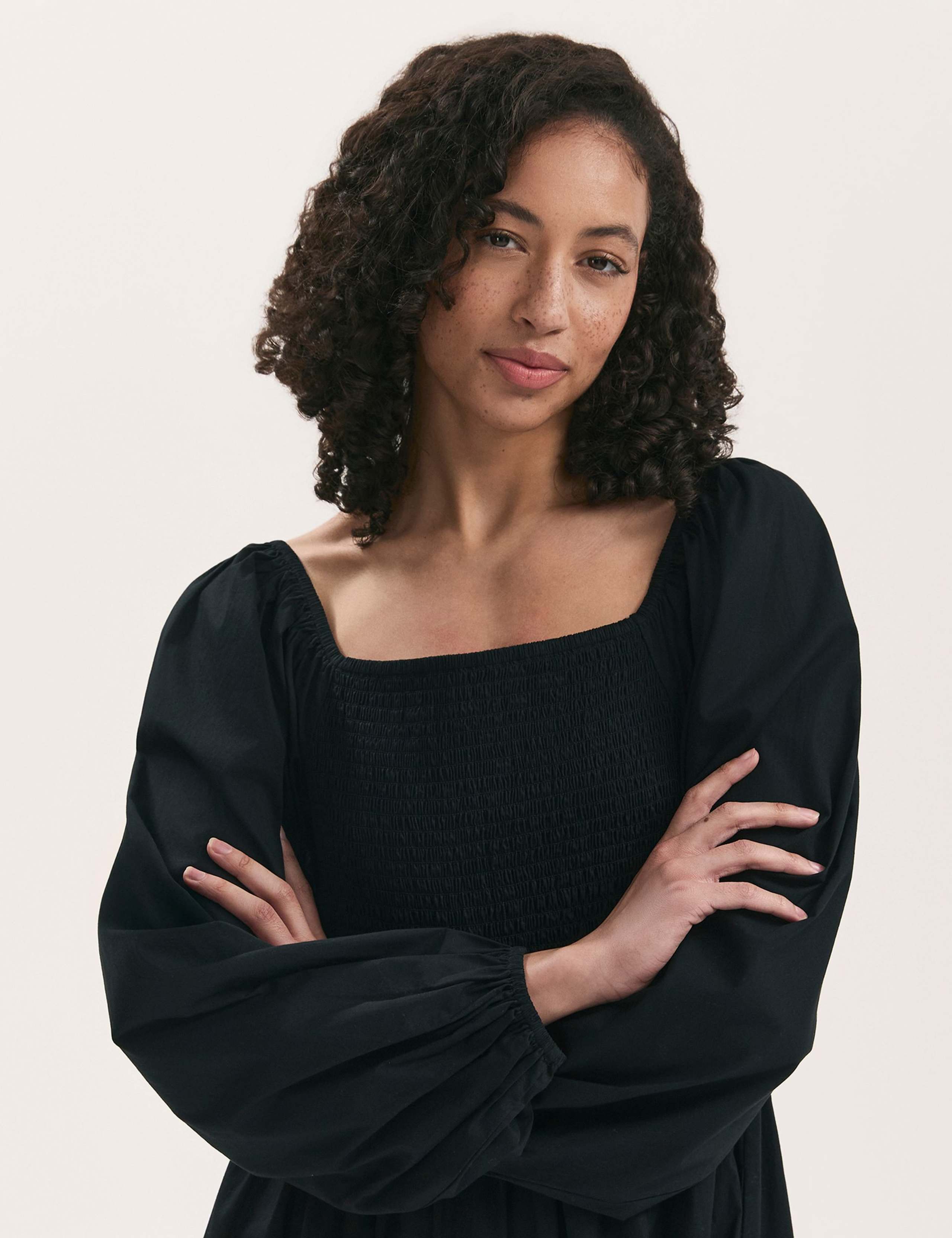 Pure Cotton Square Neck Midi Tiered Dress 4 of 4