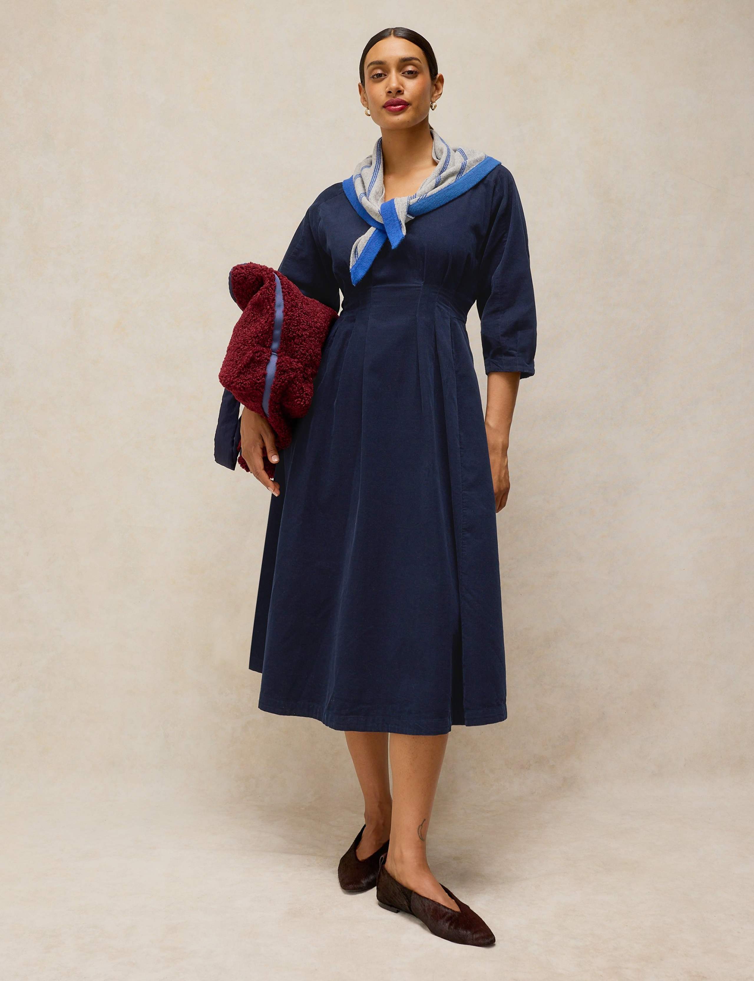 Cord V Neck Maxi Tea Dress 4 of 6