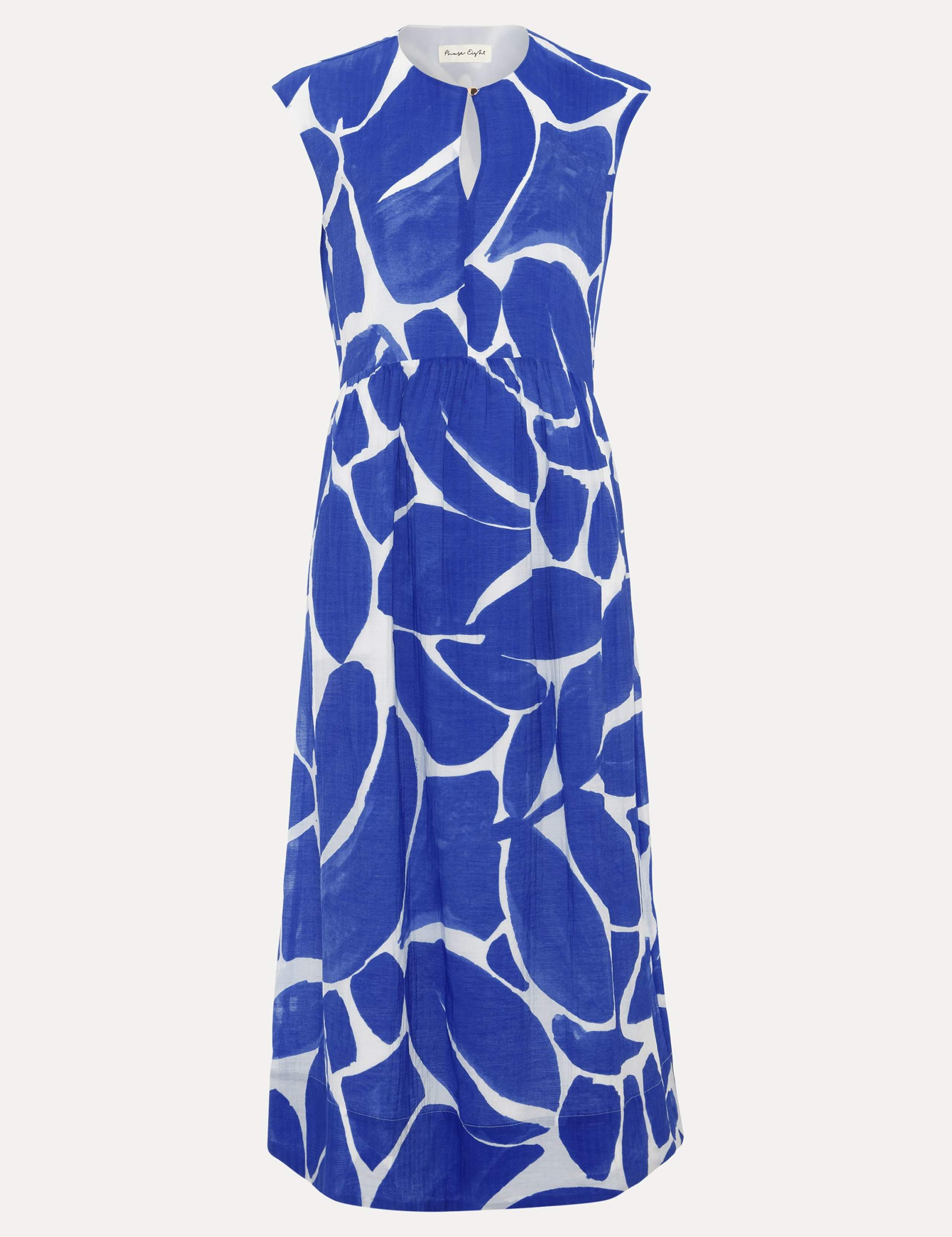 Printed Round Neck Midaxi Waisted Dress 2 of 8