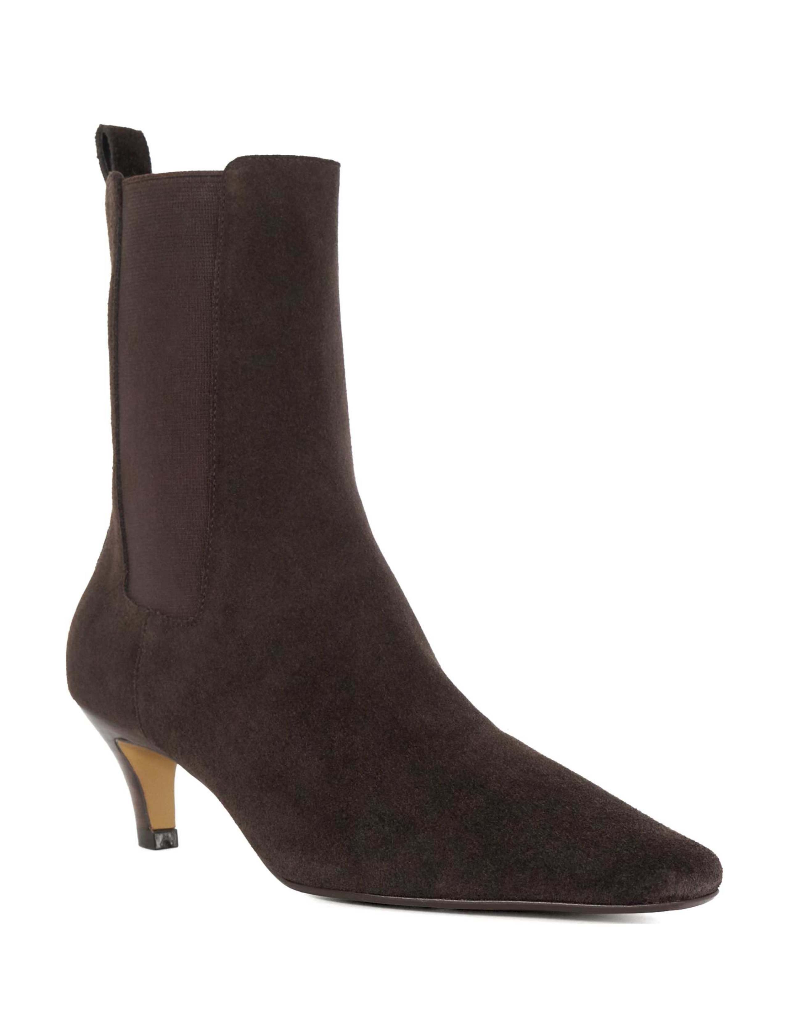 Suede Kitten Heel Pointed Wide Fit Ankle Boots 3 of 5