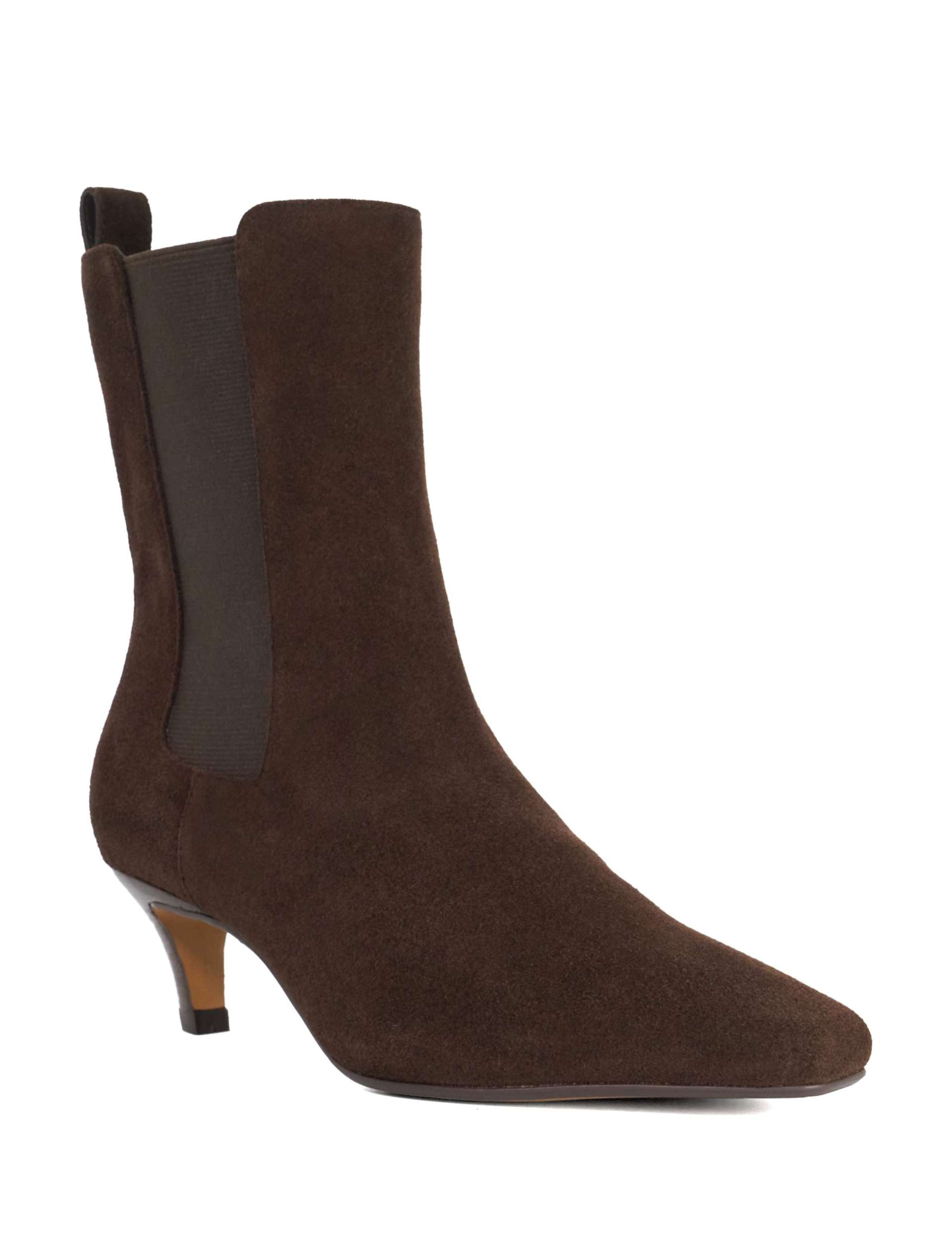 Suede Kitten Heel Pointed Wide Fit Ankle Boots 4 of 5