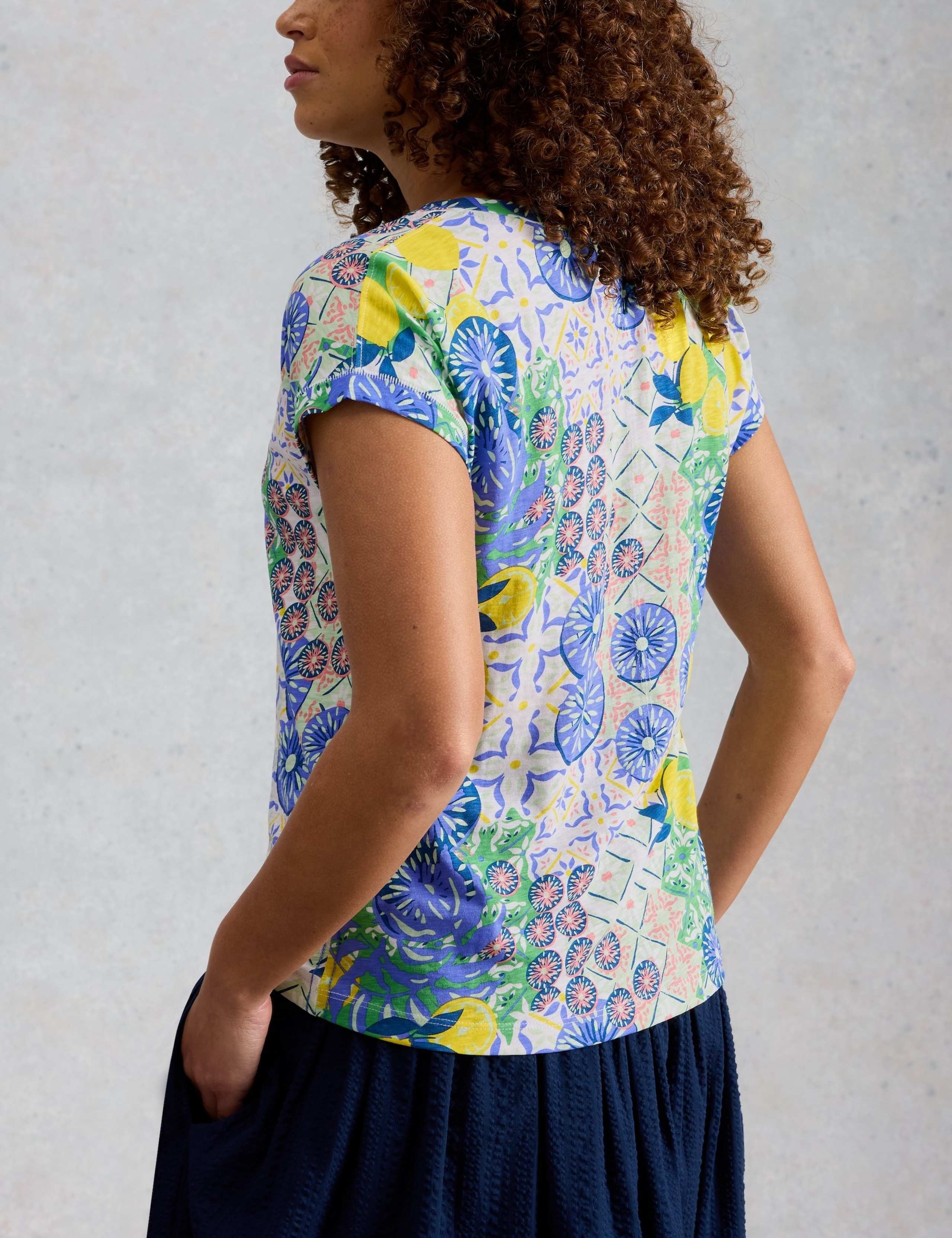 Pure Cotton Printed Notch Neck T-Shirt 5 of 6