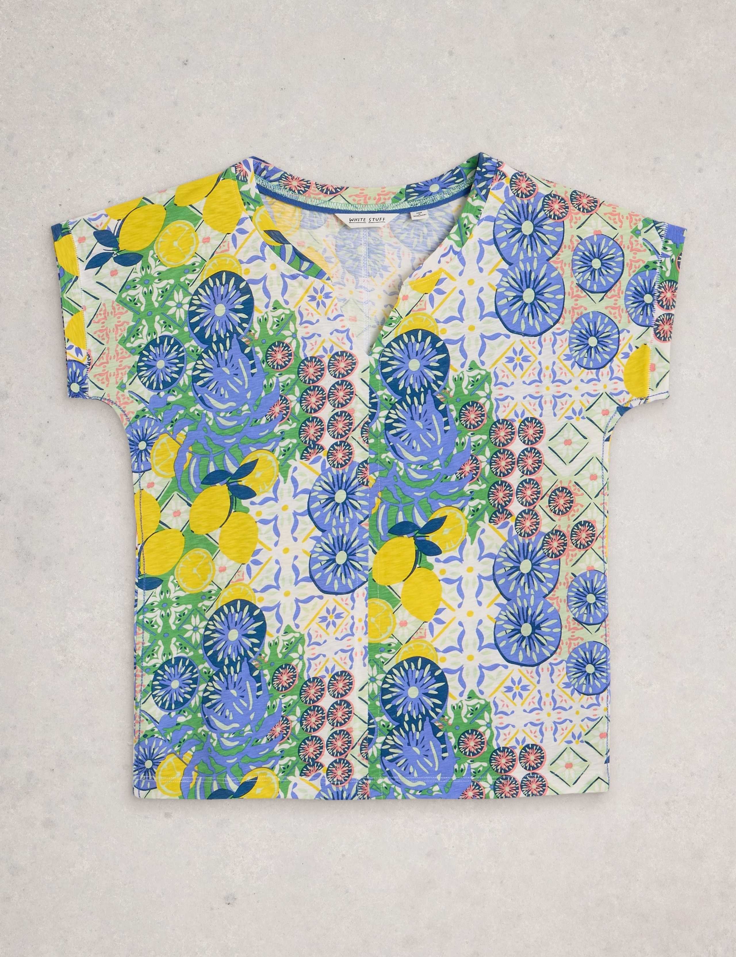 Pure Cotton Printed Notch Neck T-Shirt 2 of 6