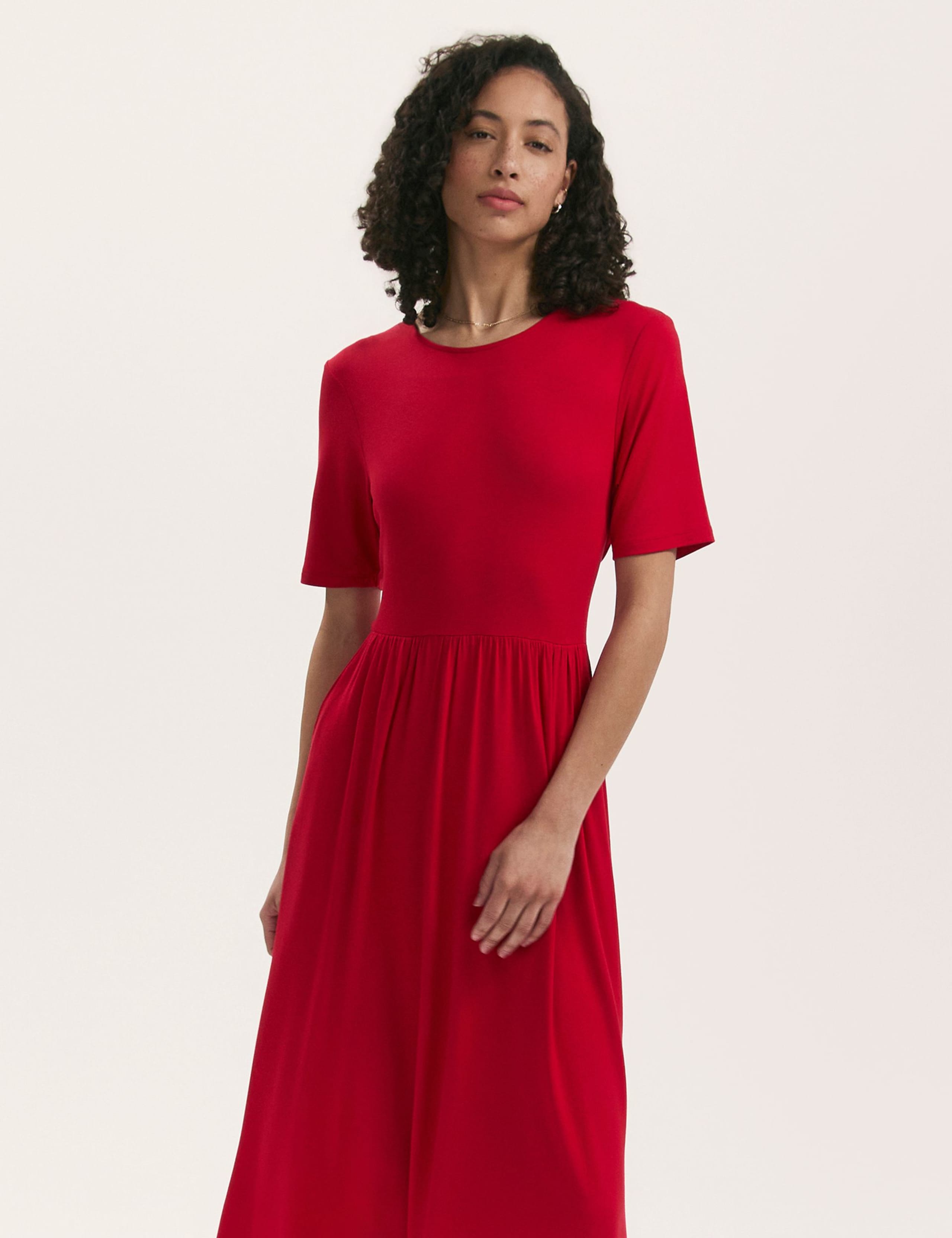 Jersey Round Neck Midi T-Shirt Skater Dress 3 of 4