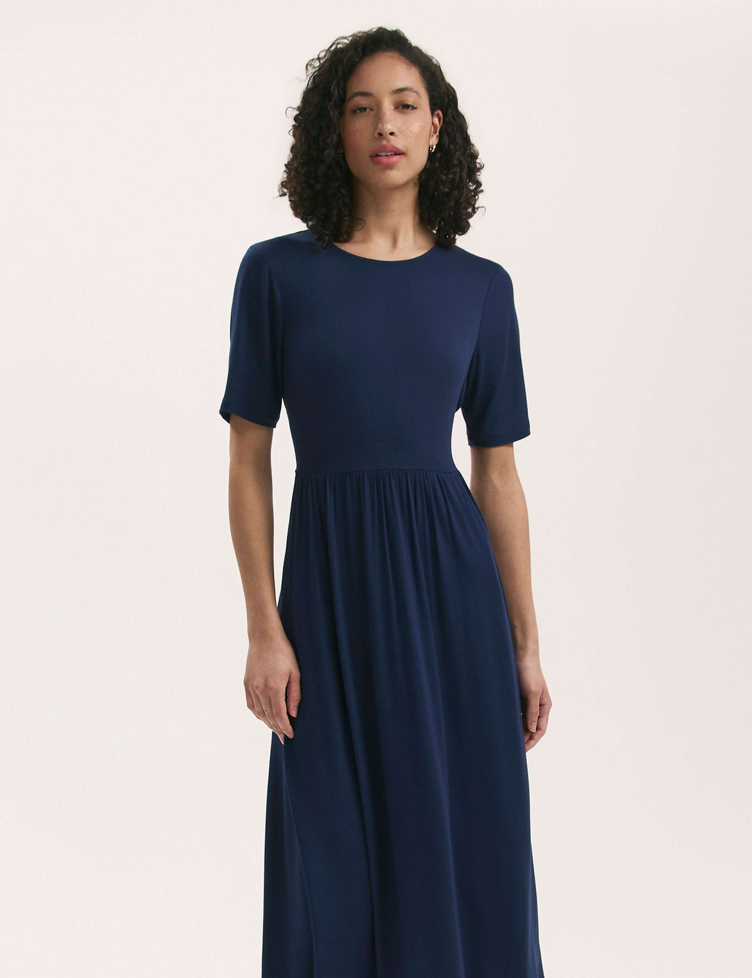 Jersey Round Neck Midi T-Shirt Skater Dress 3 of 4