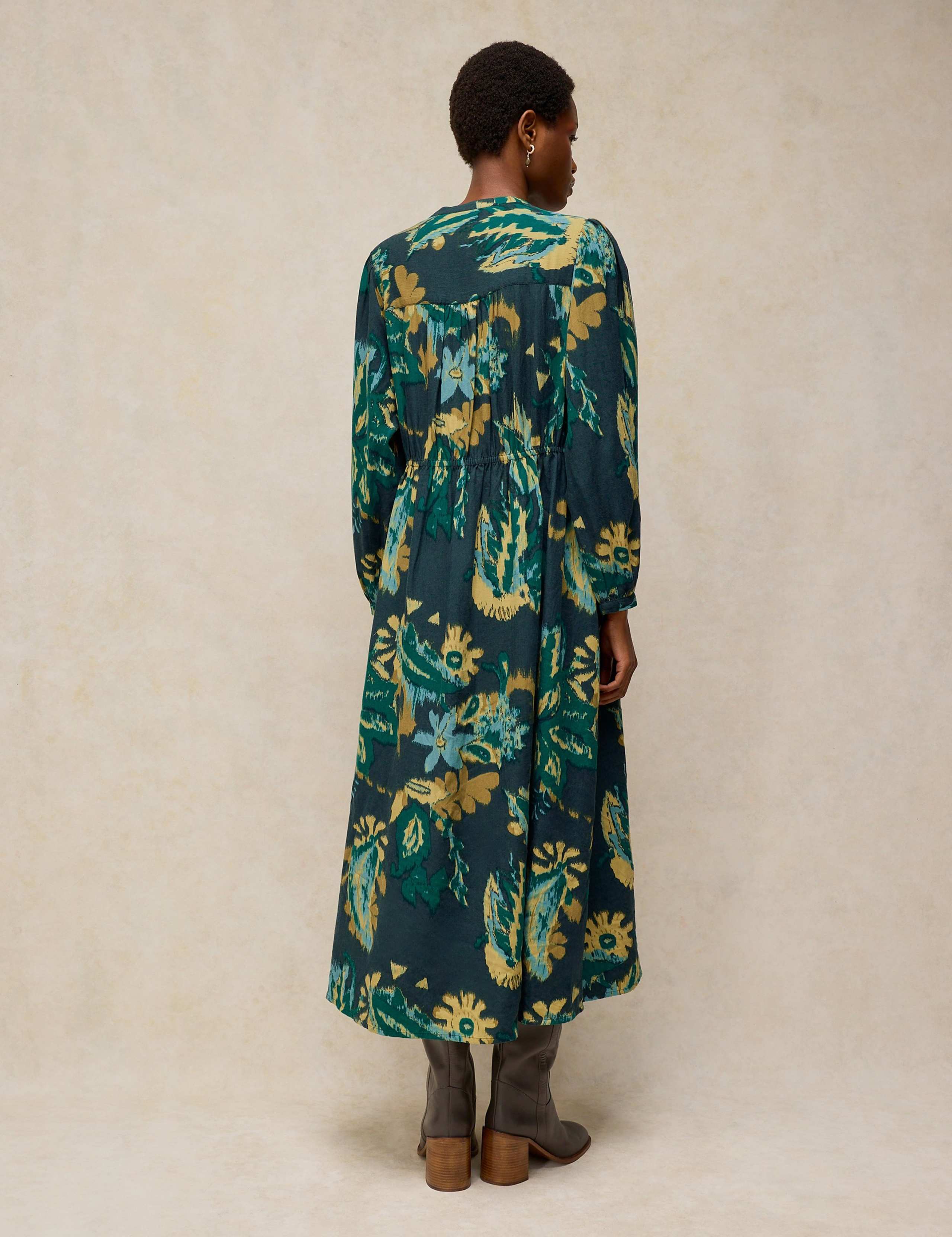 Pure Cotton Printed Collared Midi Dress 4 of 7