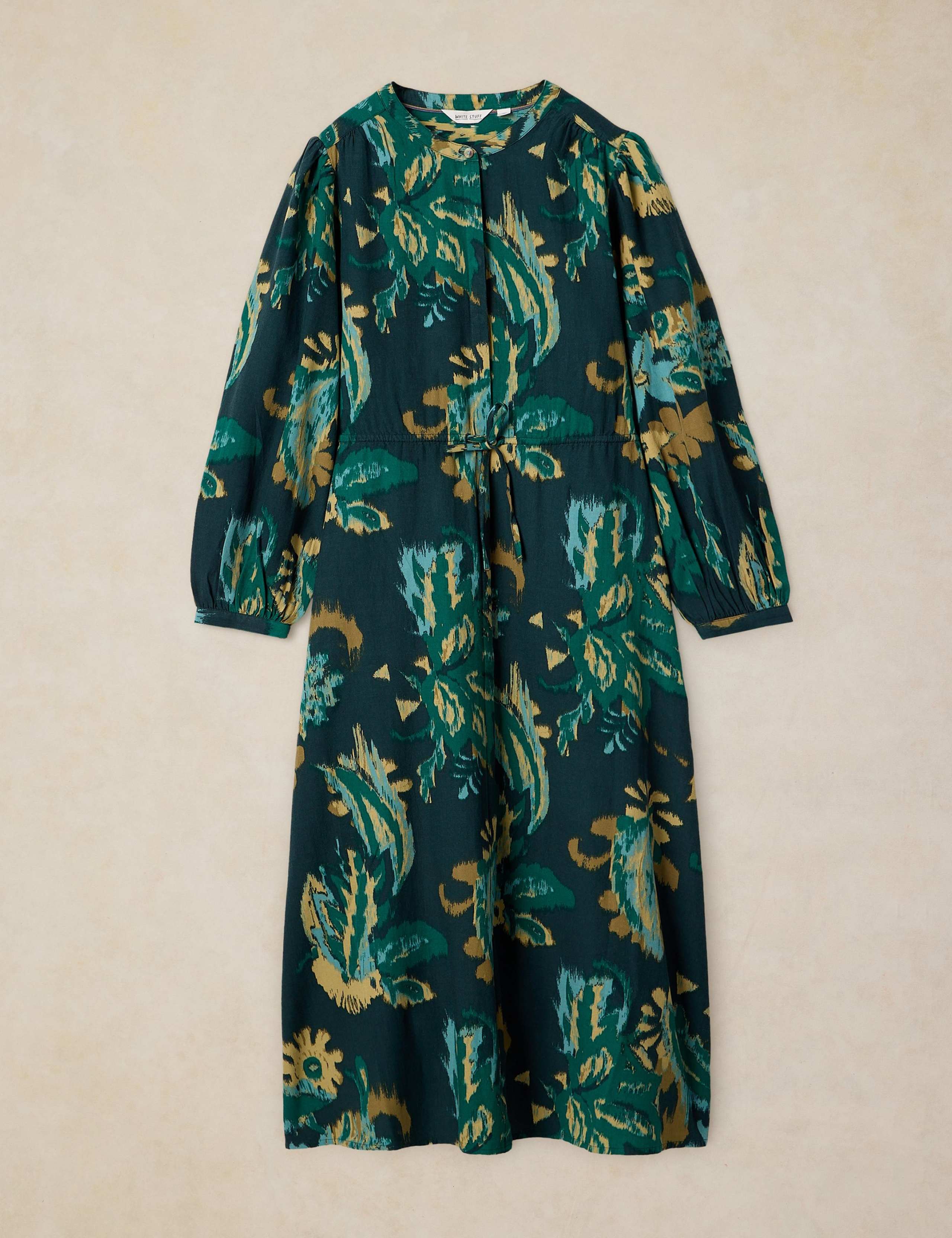Pure Cotton Printed Collared Midi Dress 2 of 7