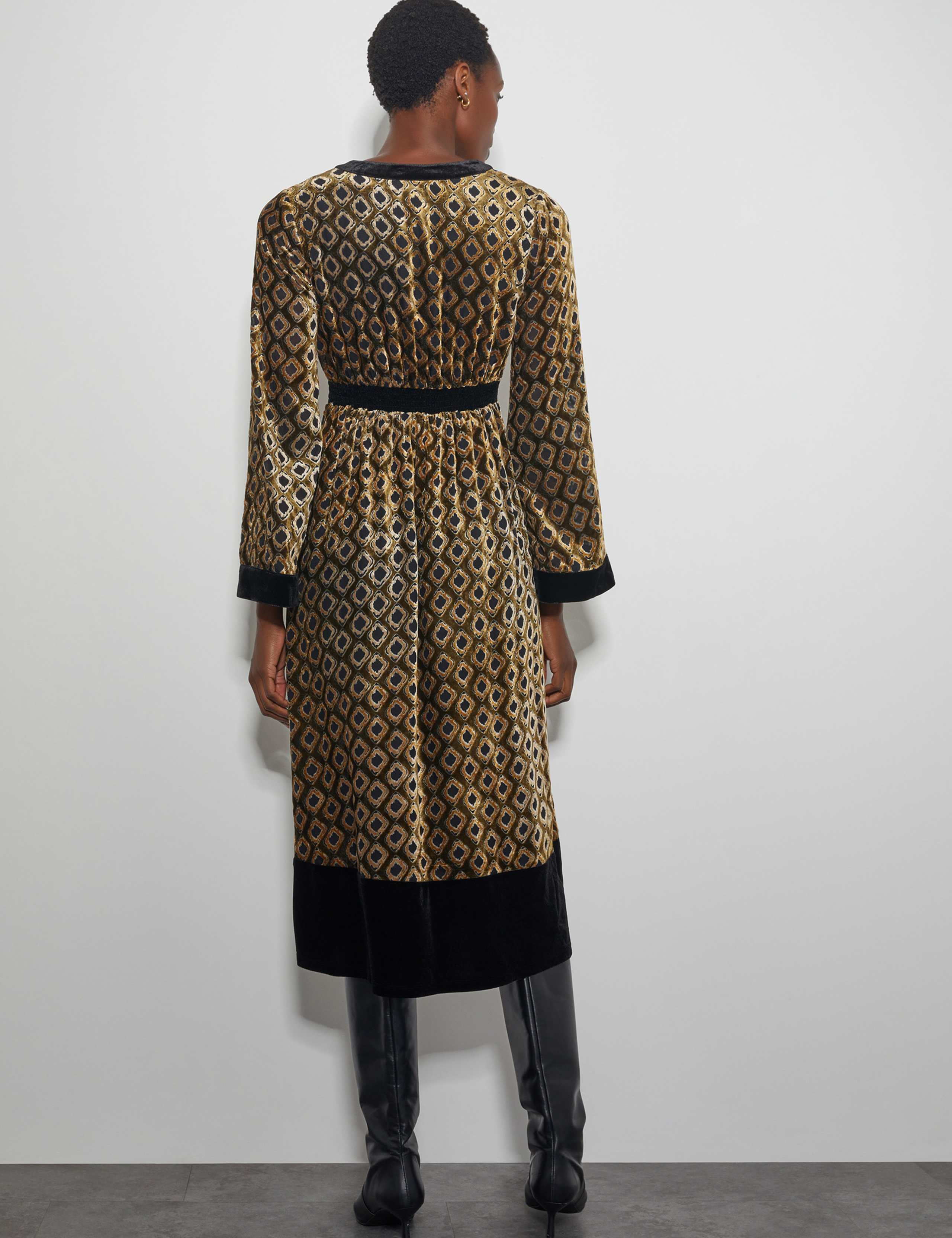 Jacquard Printed V-Neck Midi Tea Dress 4 of 4