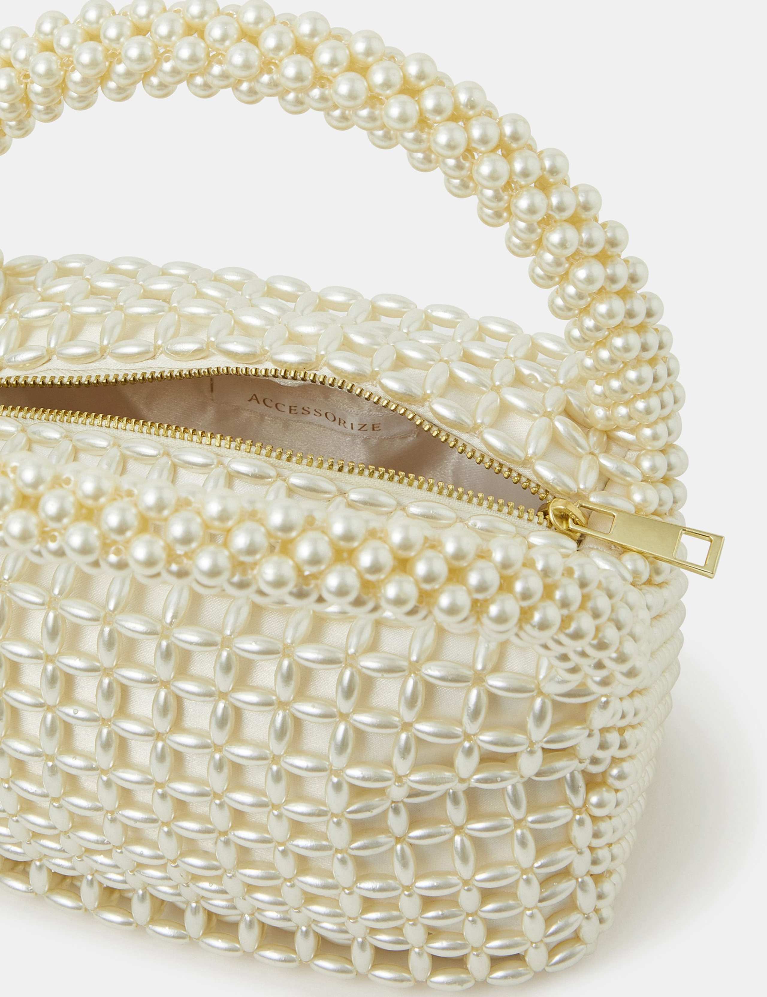 Beaded Woven Top Handle Clutch Bag 3 of 4
