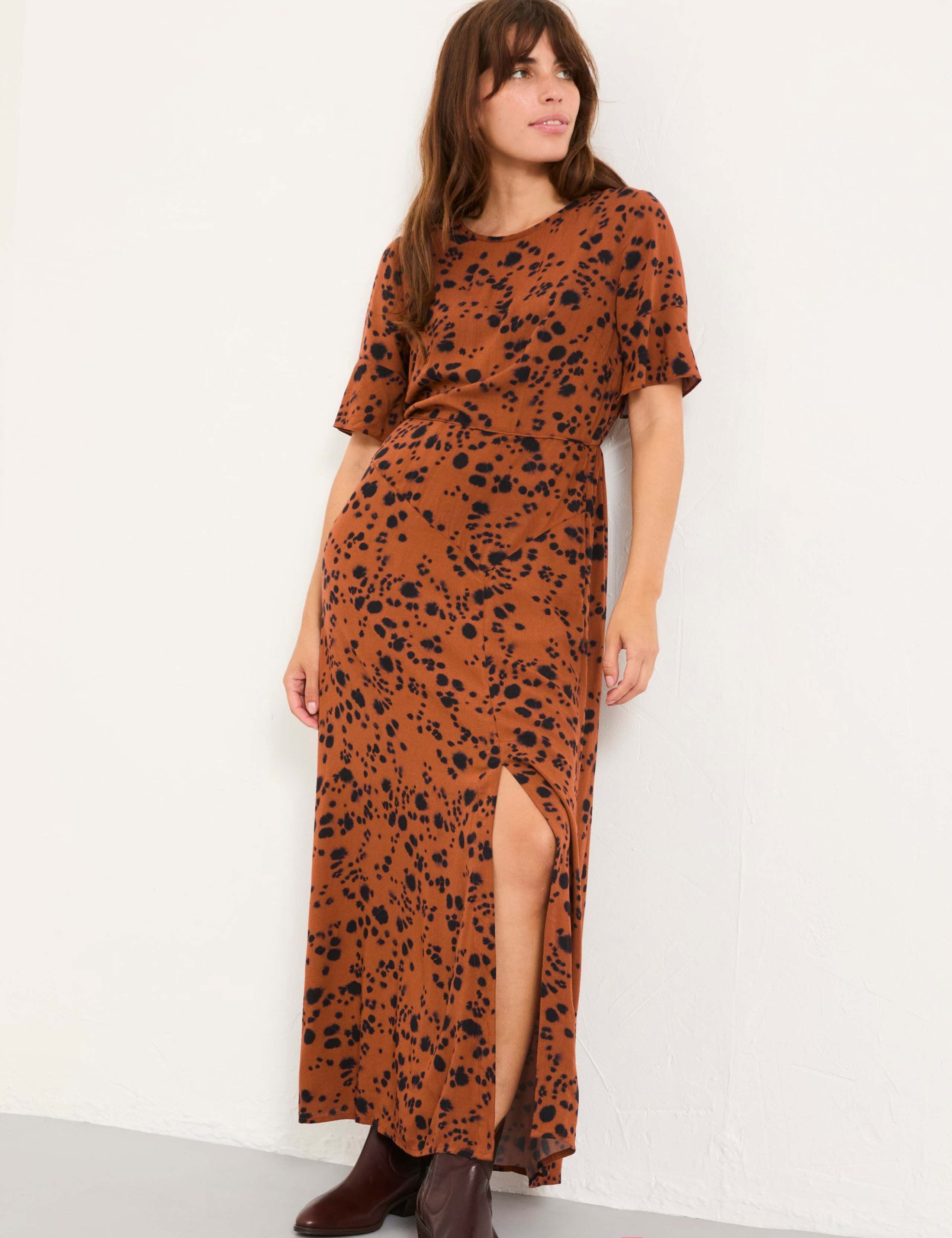 Animal Print Round Neck Midi Tea Dress 5 of 6