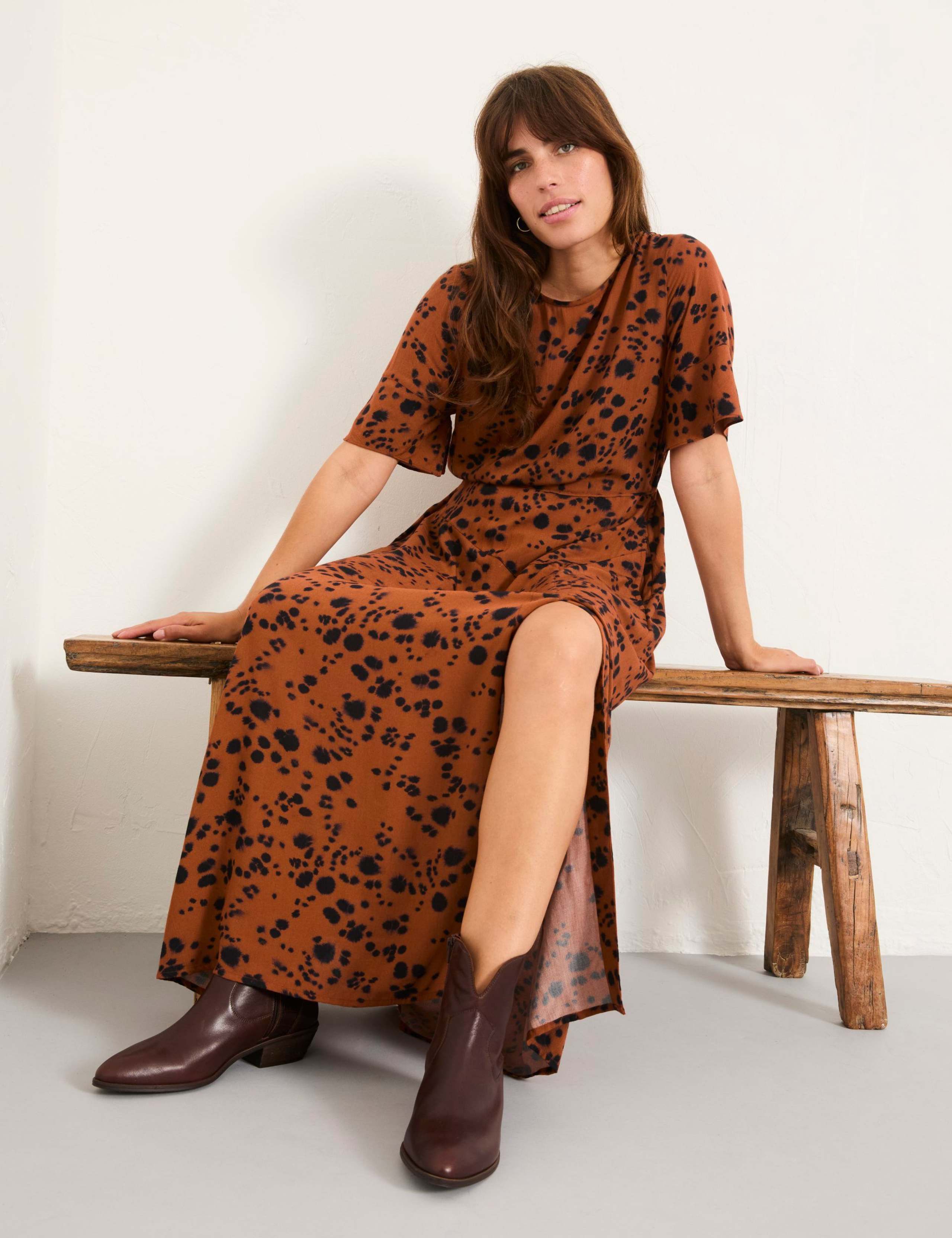 Animal Print Round Neck Midi Tea Dress 6 of 6
