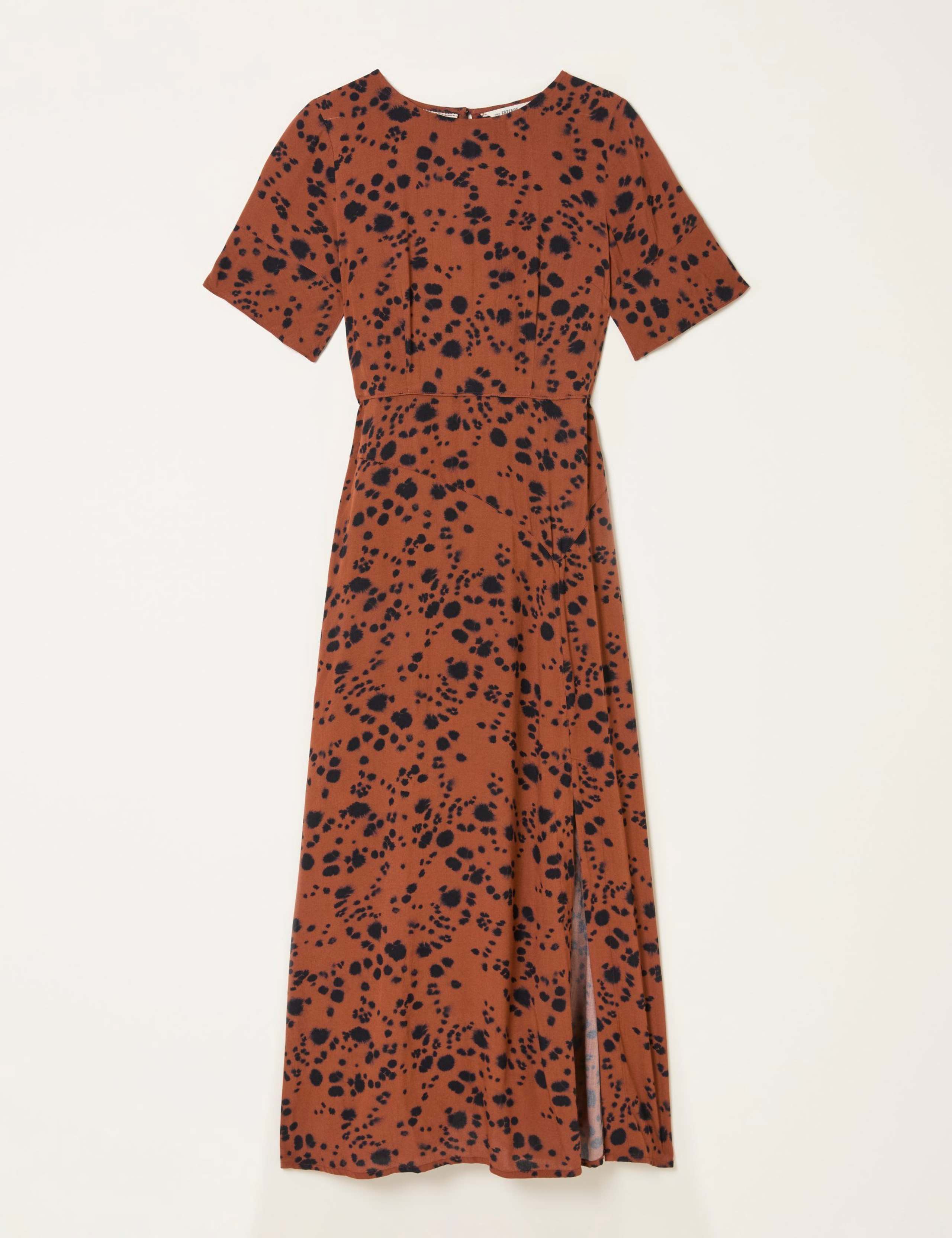 Animal Print Round Neck Midi Tea Dress 2 of 6