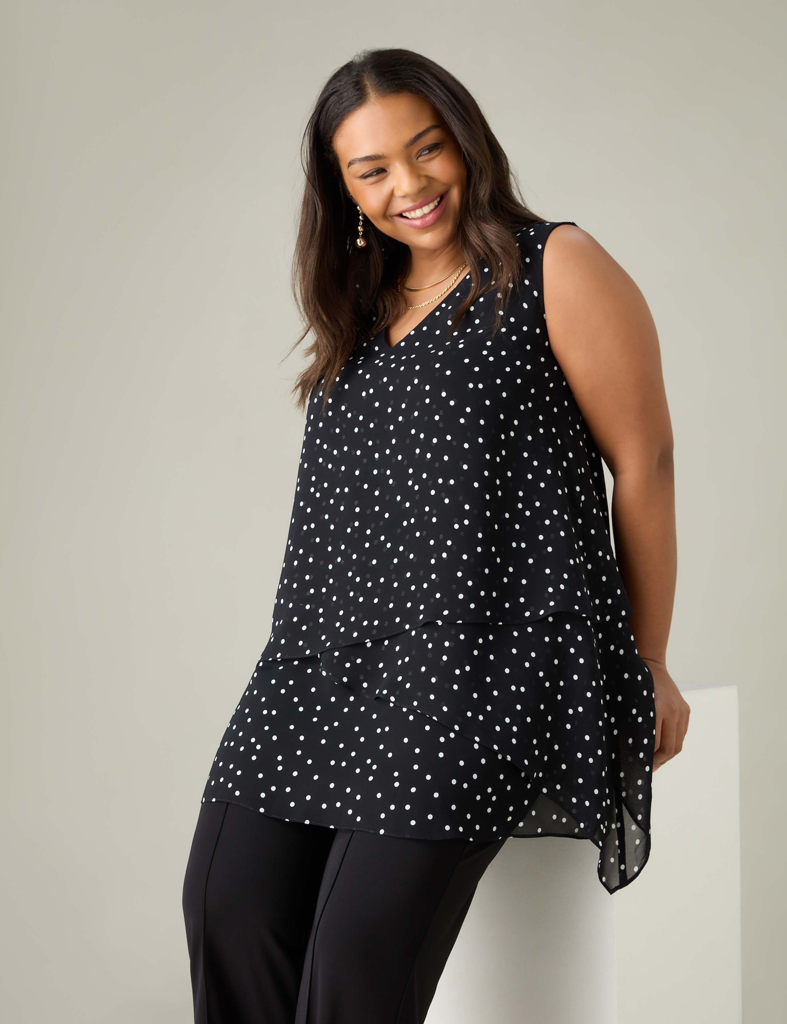 Polka Dot V-Neck Tunic 1 of 3
