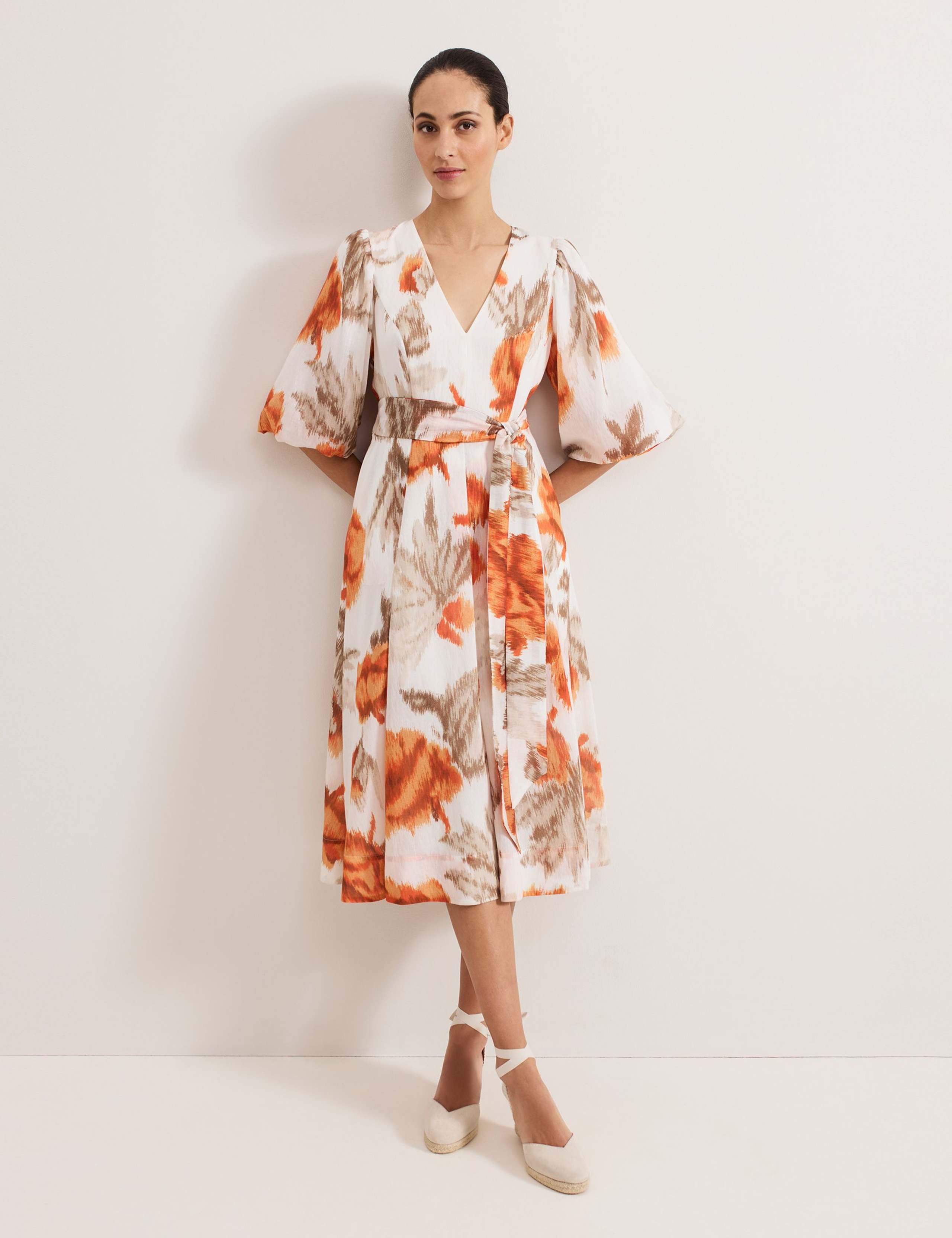 Floral Tie Front Midi Skater Dress 3 of 6
