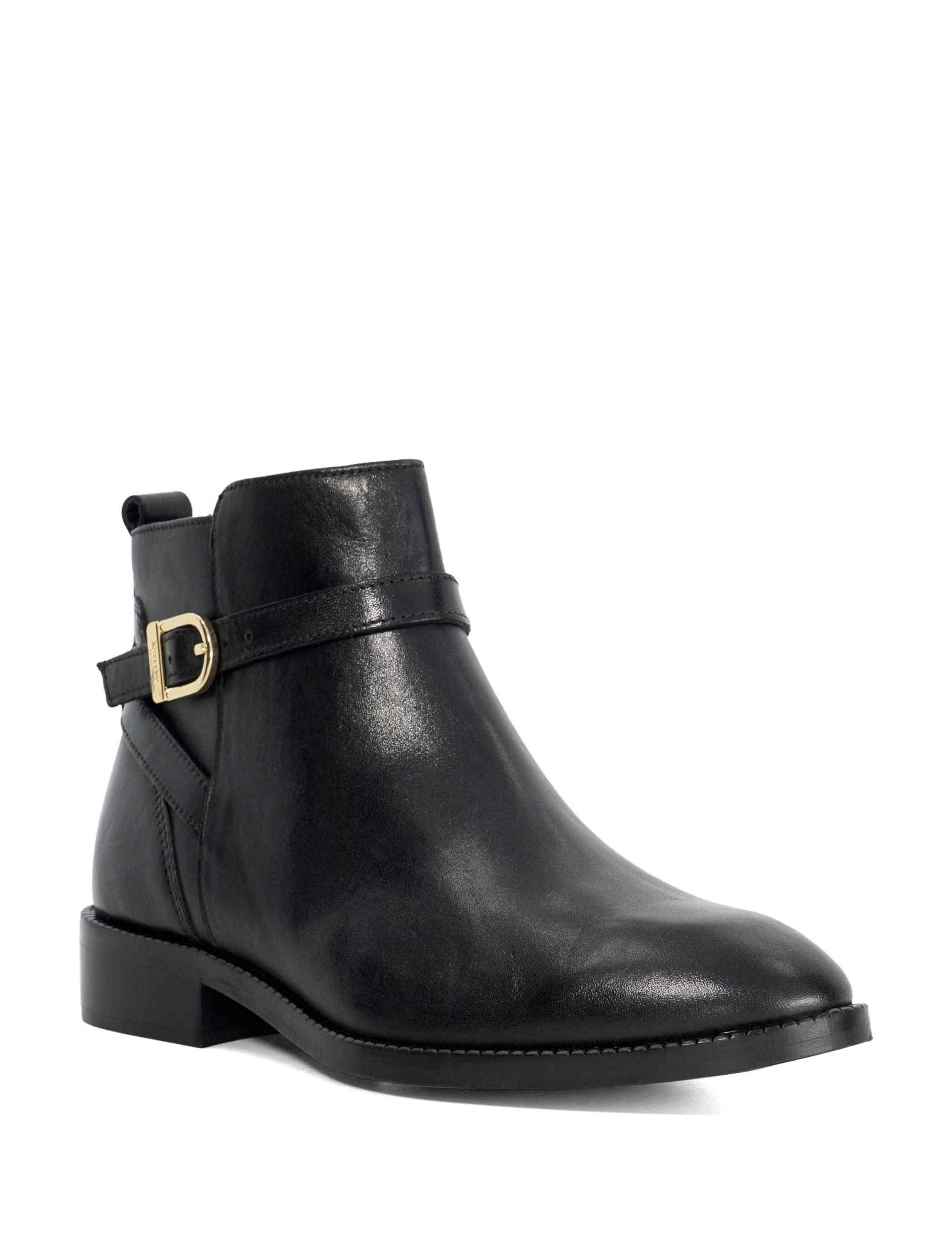 Leather Buckle Block Heel Ankle Boots 2 of 5