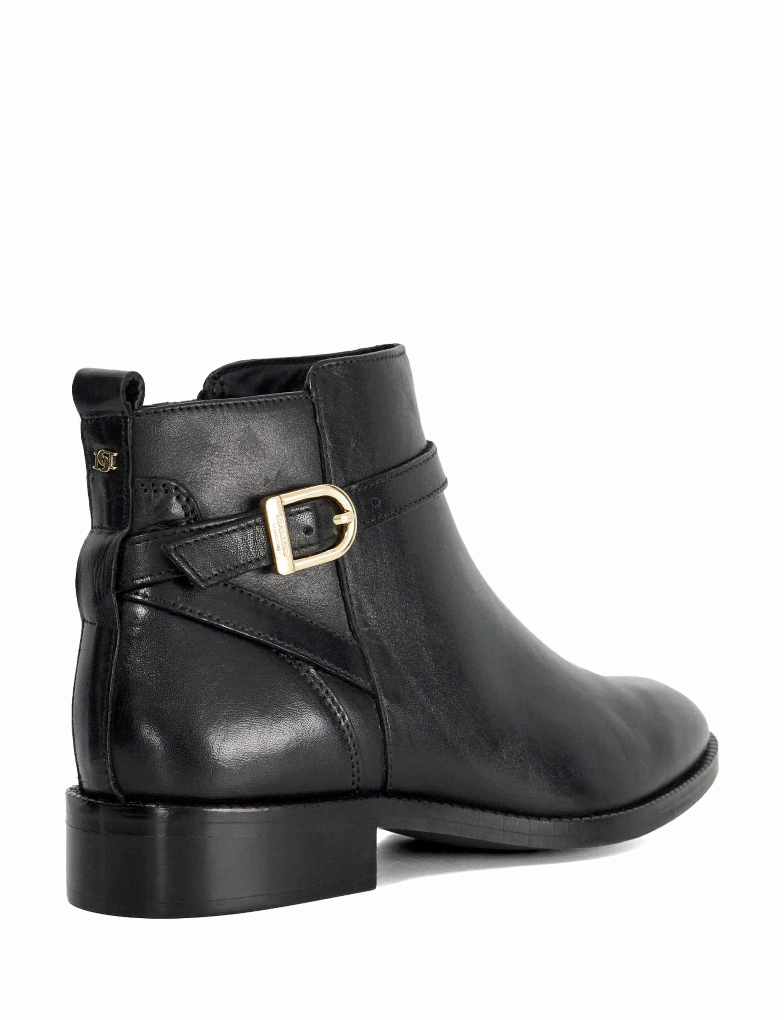 Leather Buckle Block Heel Wide Fit Ankle Boots 3 of 5