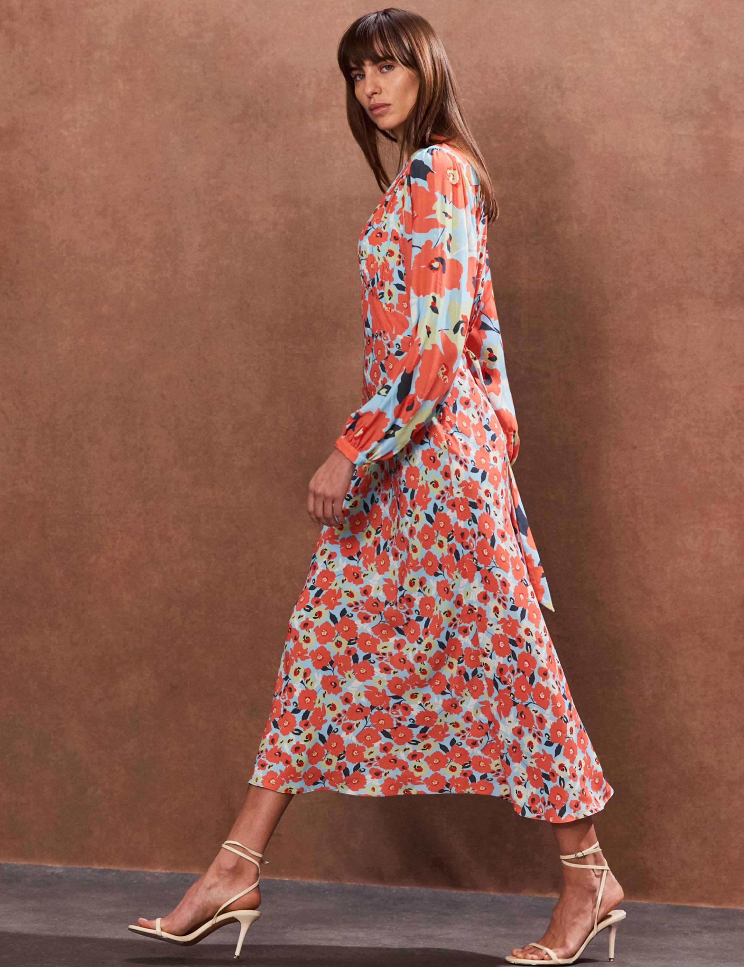 Floral V-Neck Tie Back Midaxi Tea Dress 2 of 4