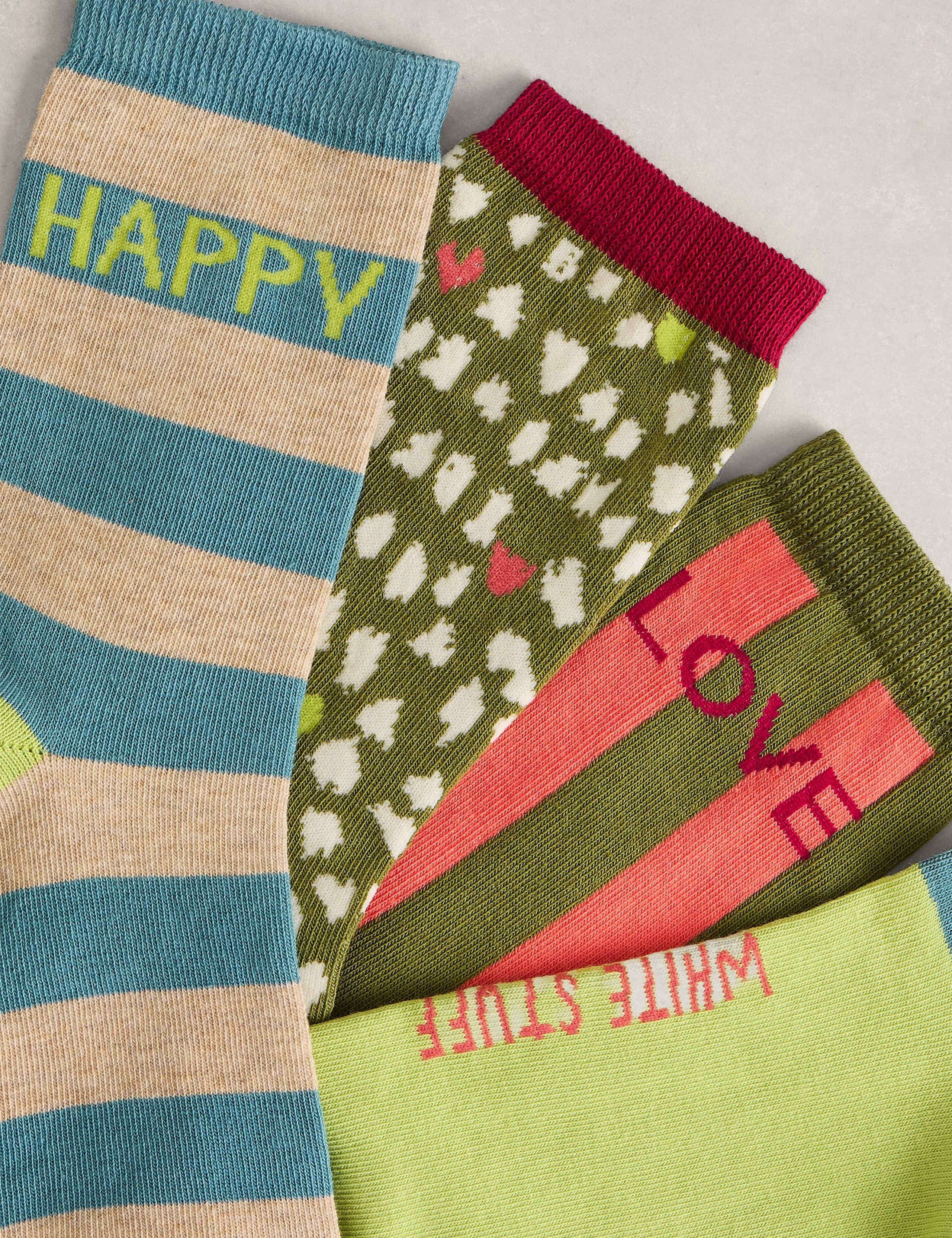 4 Pack Cotton Rich Patterned Ankle High Socks 4 of 4