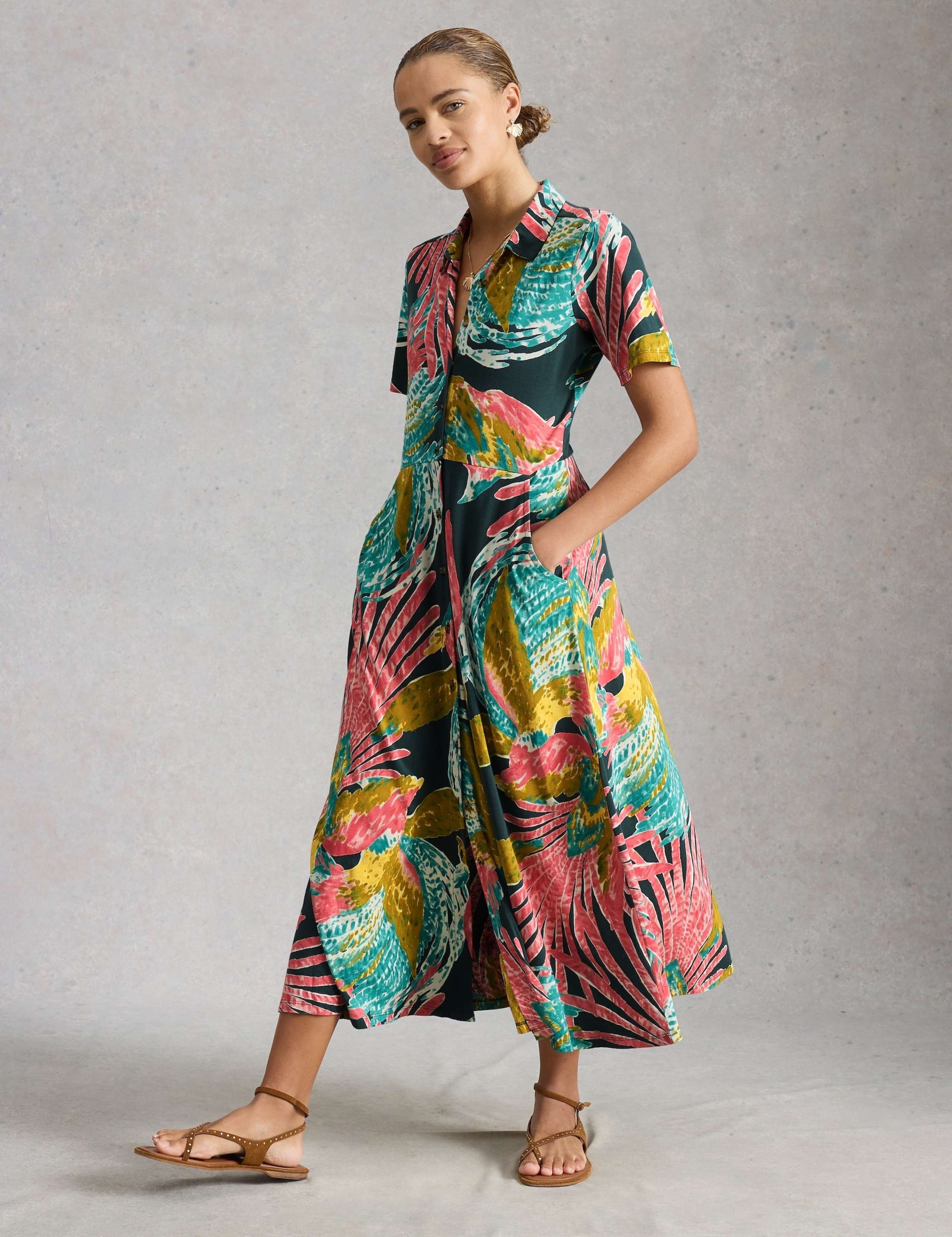 Jersey Printed Midi Shirt Dress 4 of 6