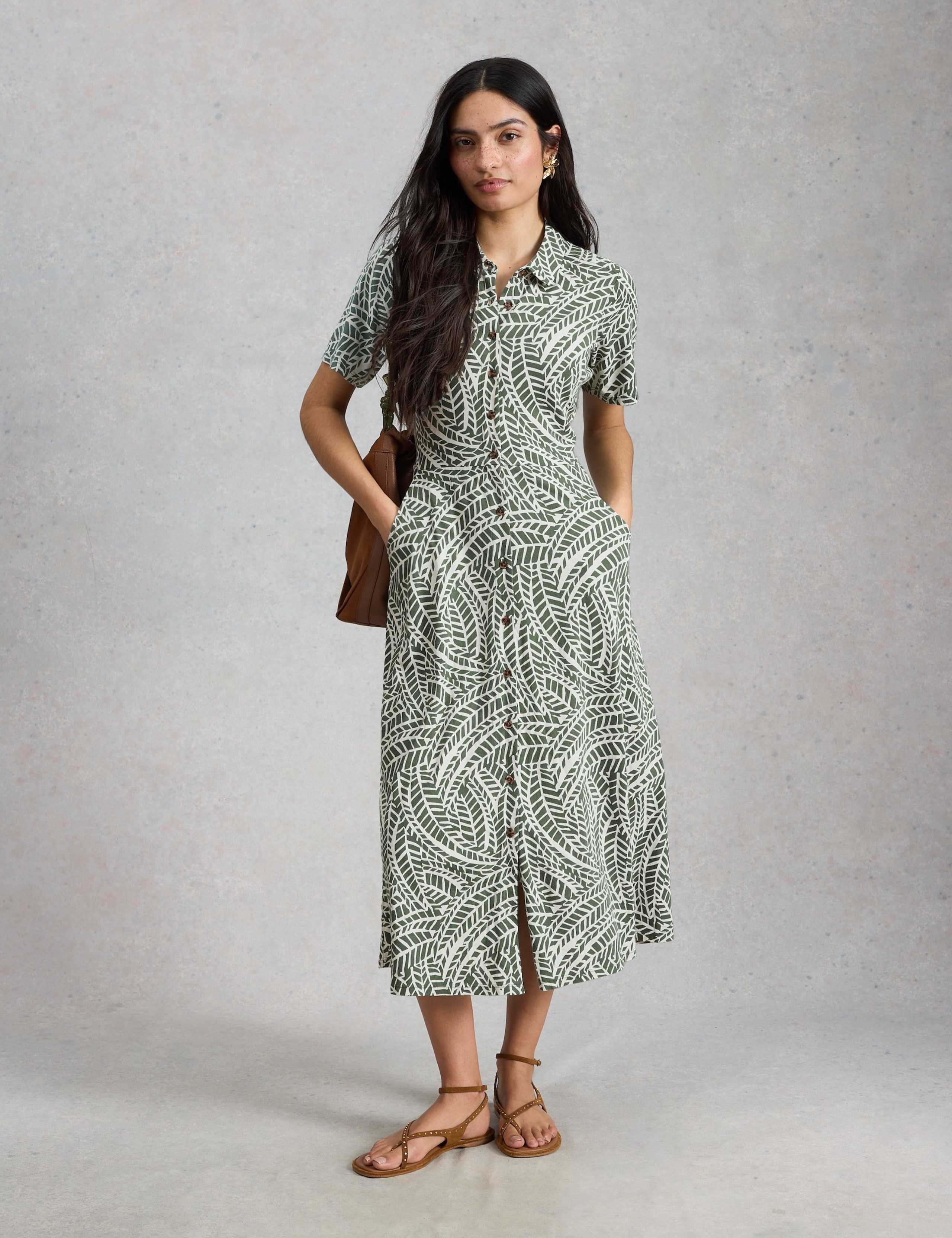 Jersey Printed Midi Shirt Dress 3 of 6
