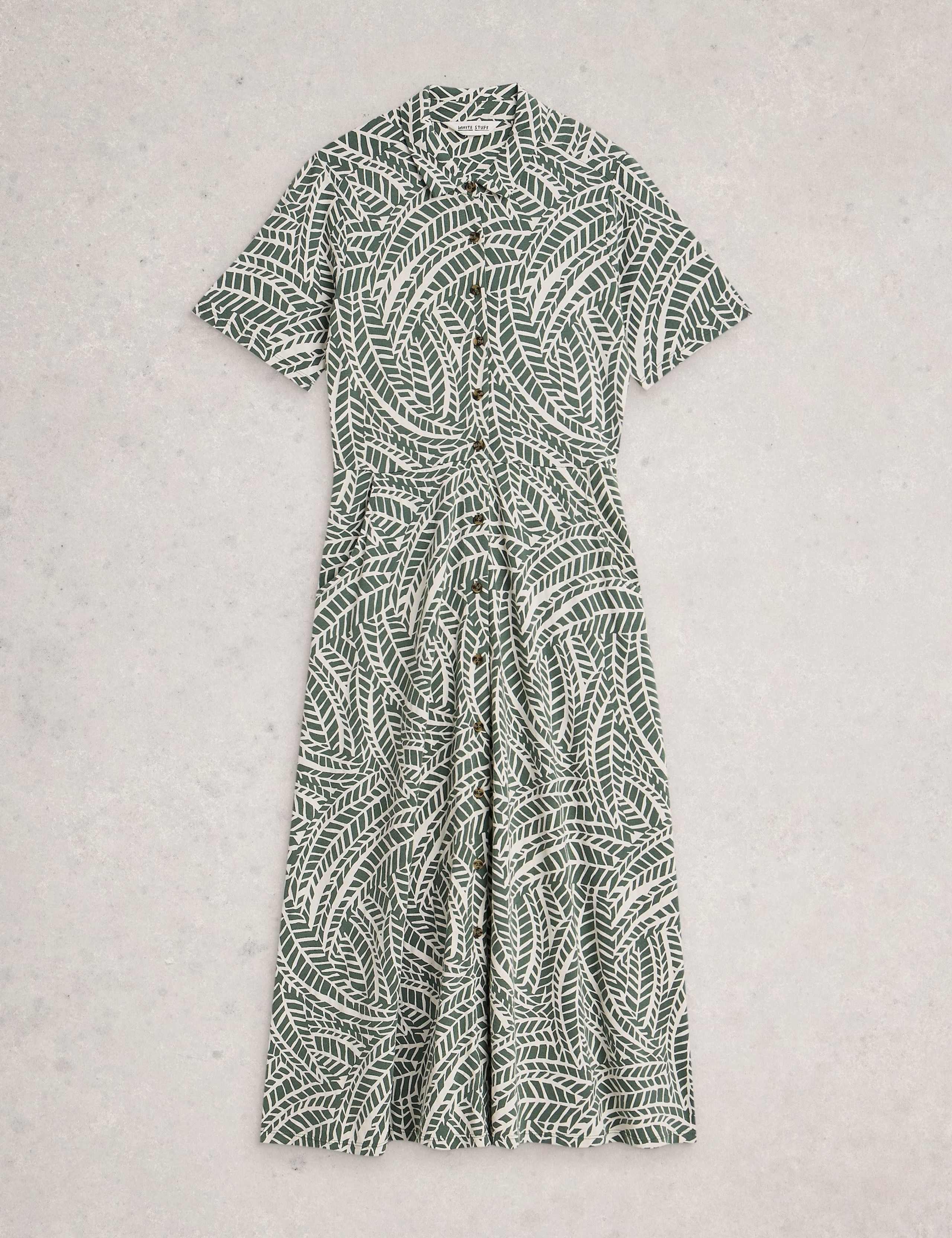 Jersey Printed Midi Shirt Dress 2 of 6