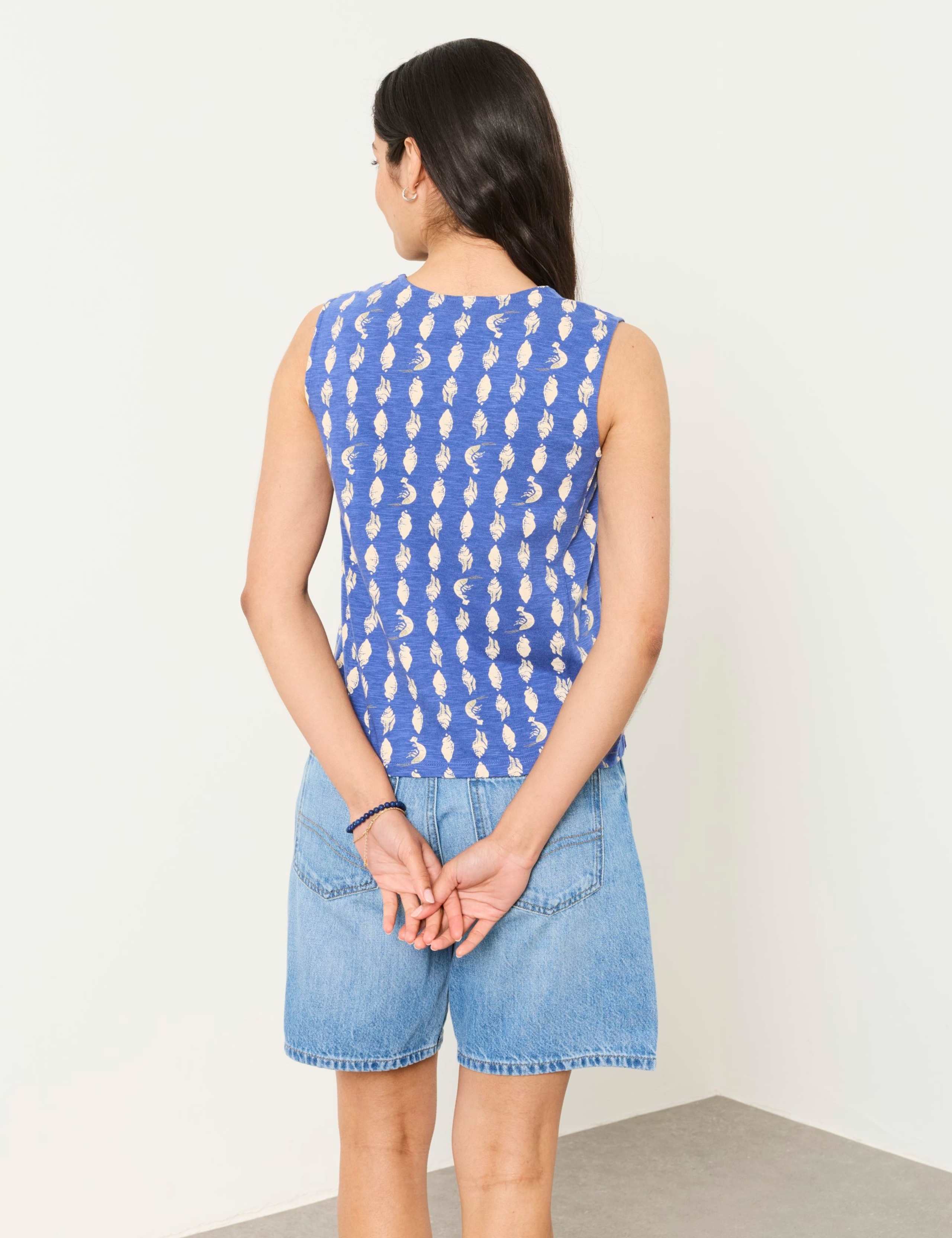Cotton Modal Blend Printed V-Neck Blouse 4 of 5