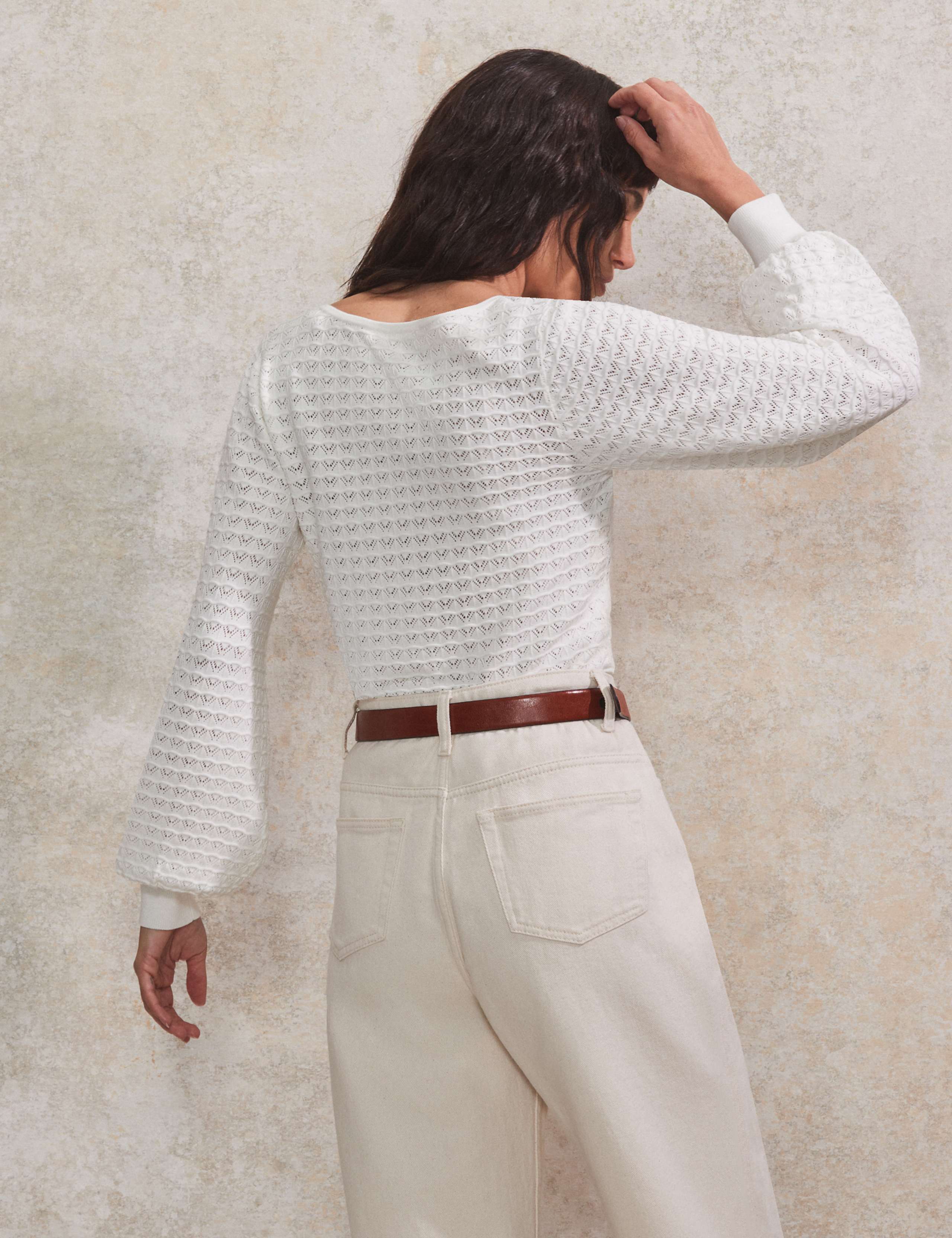 Pointelle Scoop Neck Knitted Top 6 of 6