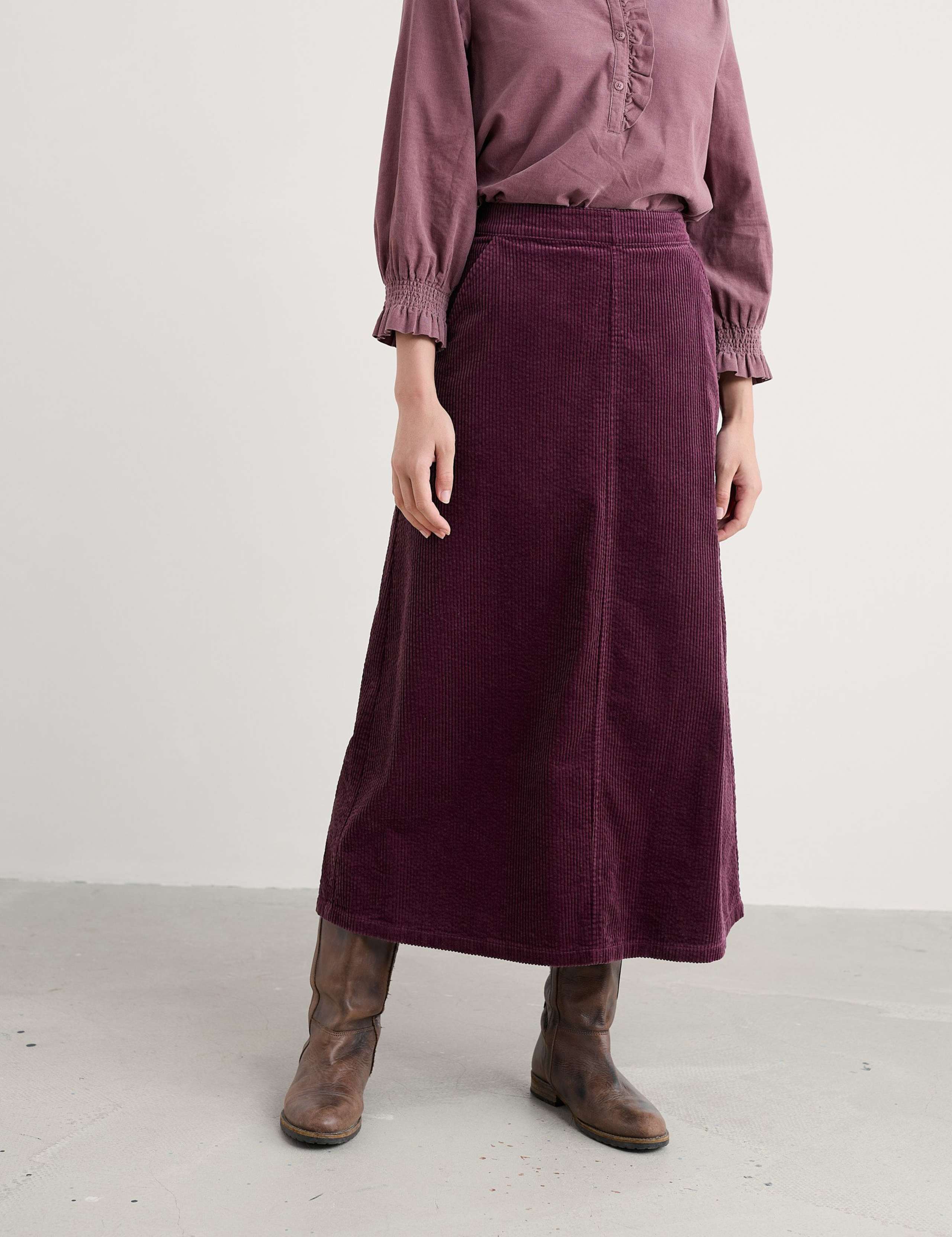 Pure Cotton Textured Midi A-Line Skirt 3 of 5