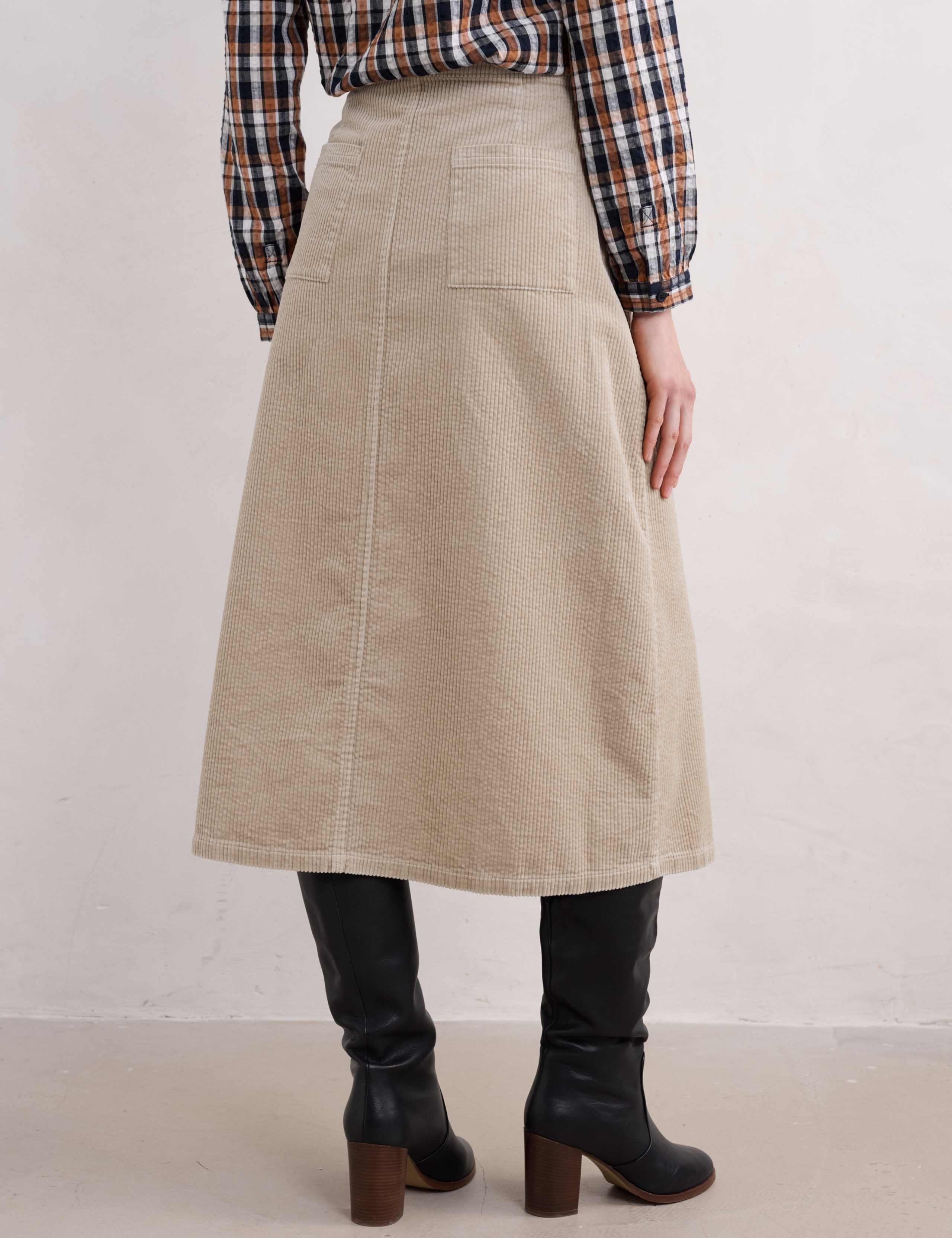 Pure Cotton Textured Midi A-Line Skirt 4 of 4
