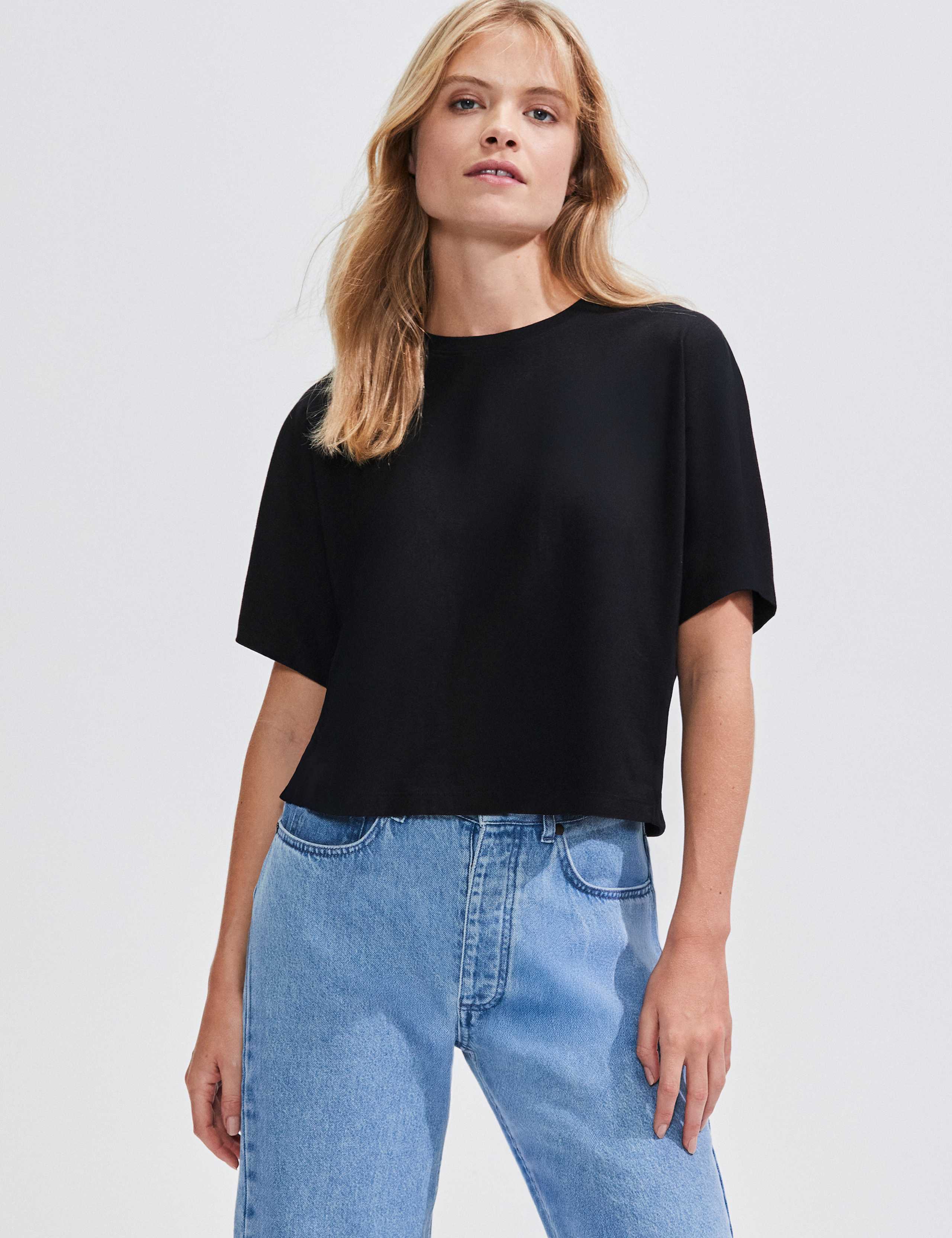 Pure Cotton Crew Neck Boxy Top 2 of 3